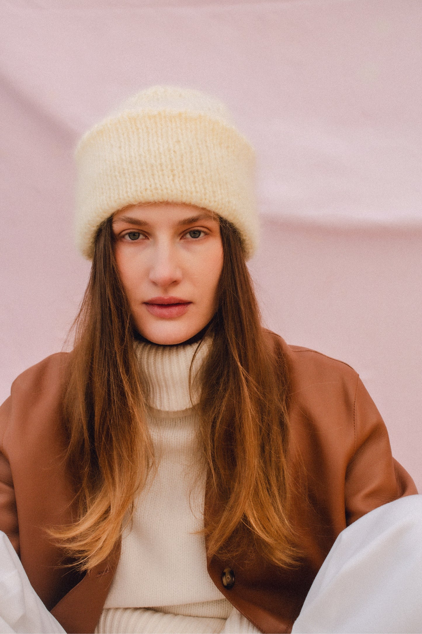 Premium Mohair Beanie in Buttermilk