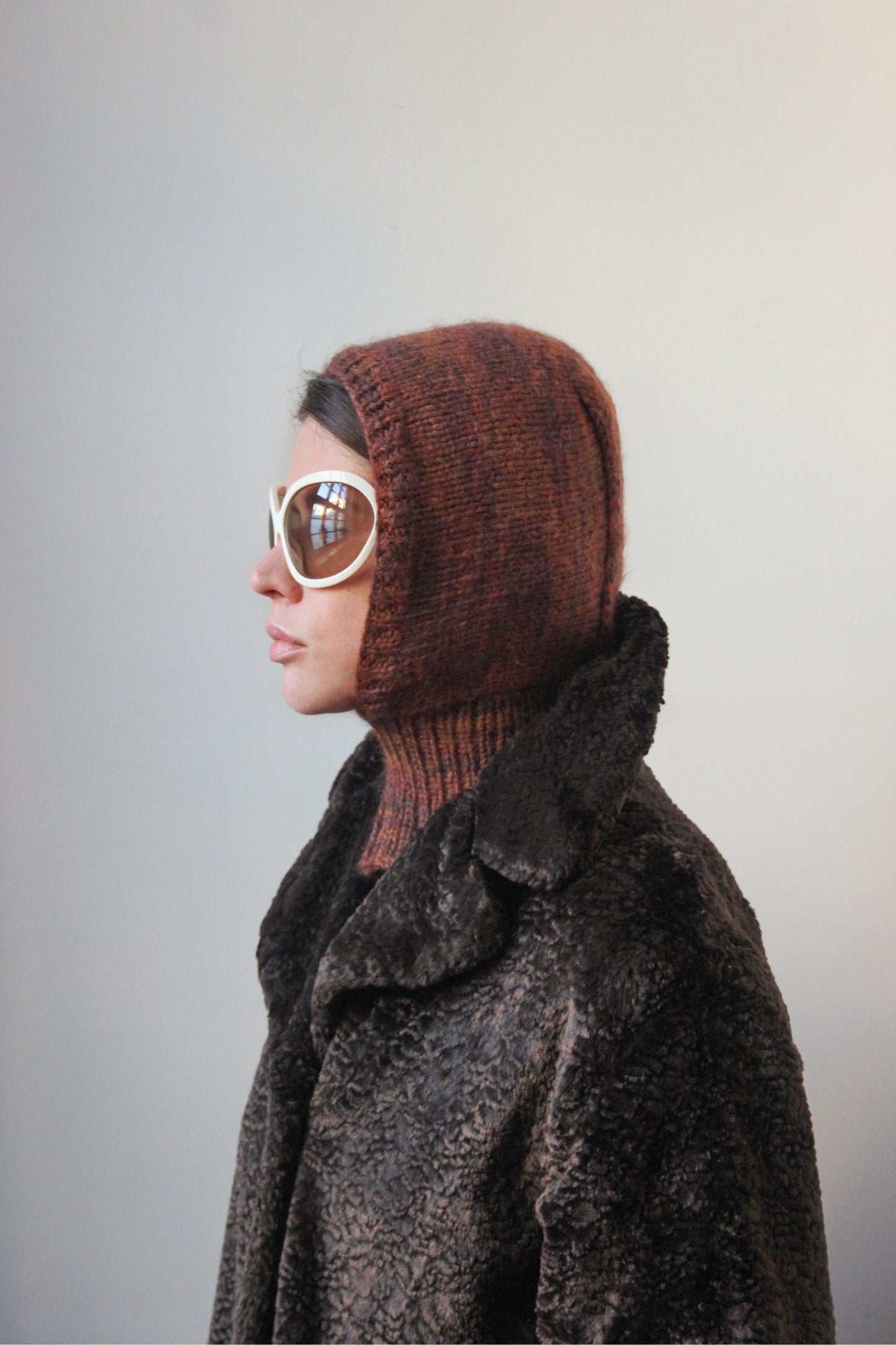 Merino Mohair Balaclava in Brown Mélange