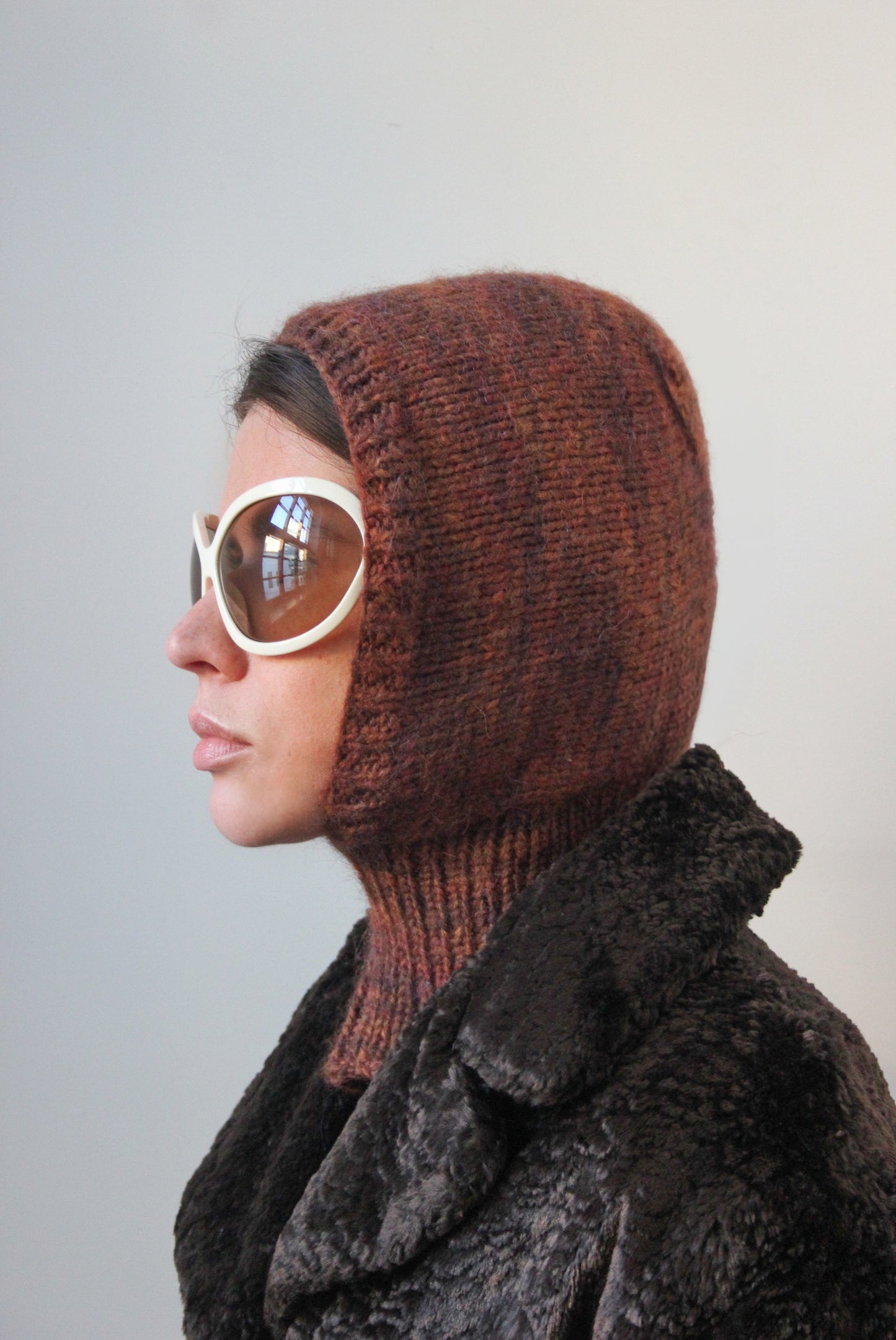 Merino Mohair Balaclava in Brown Mélange