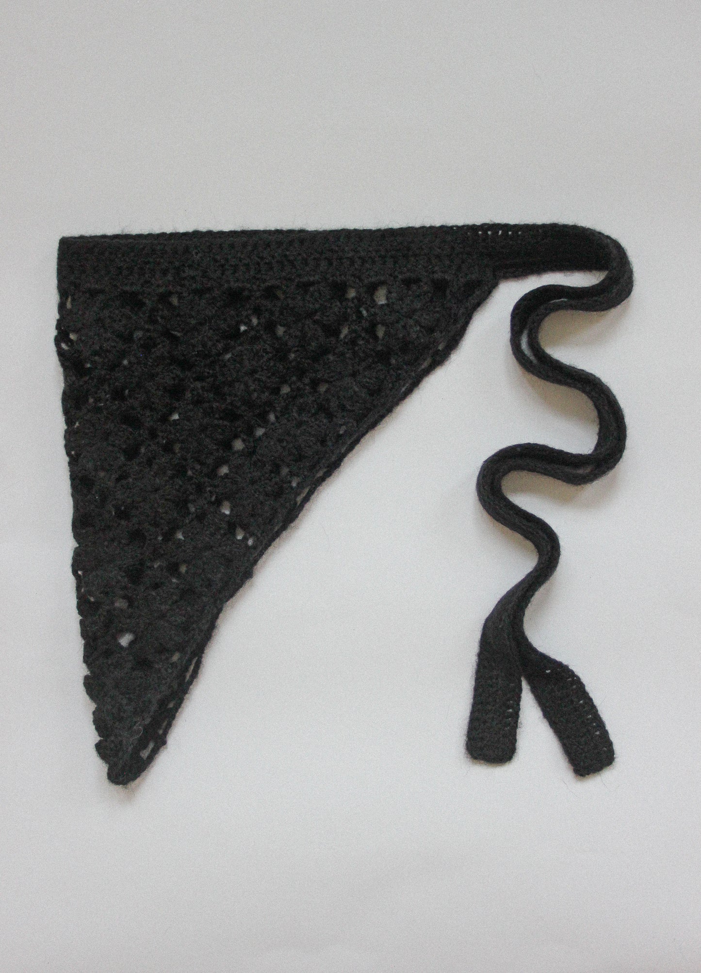Hand - knitted Mesh Floral Mohair Headscarf in Black