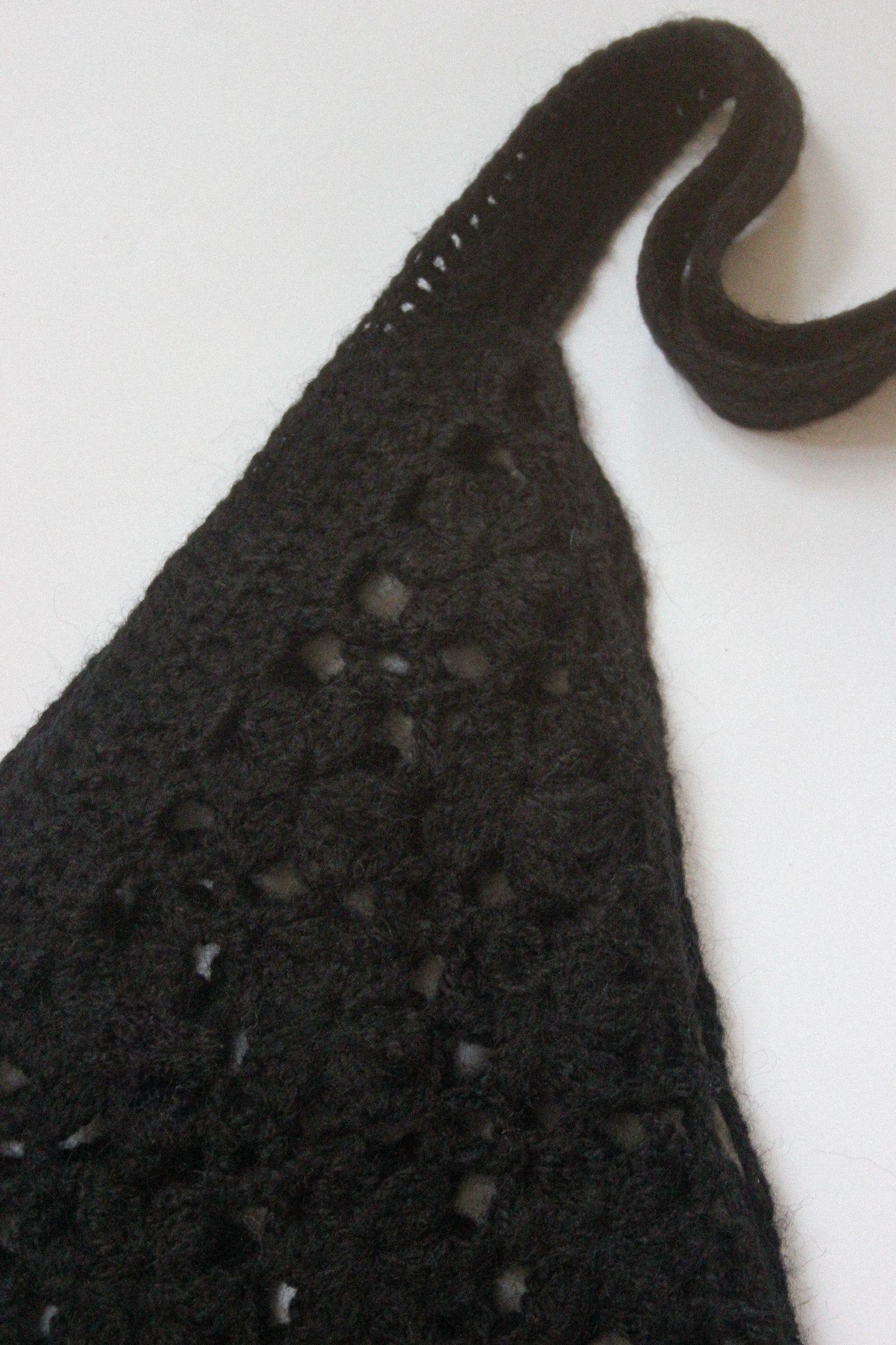 Hand - knitted Mesh Floral Mohair Headscarf in Black