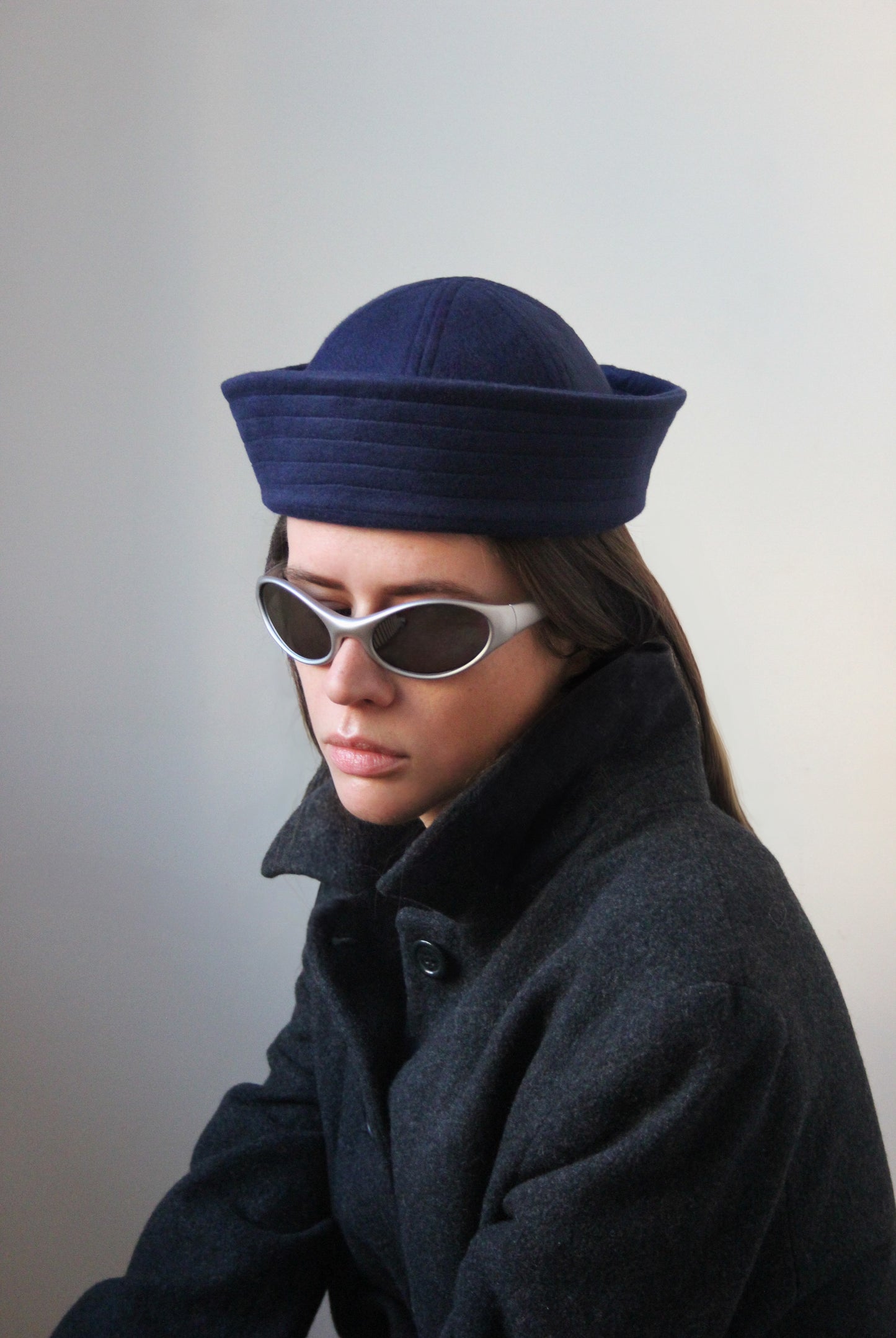 Drape Marine Pillbox in Navy