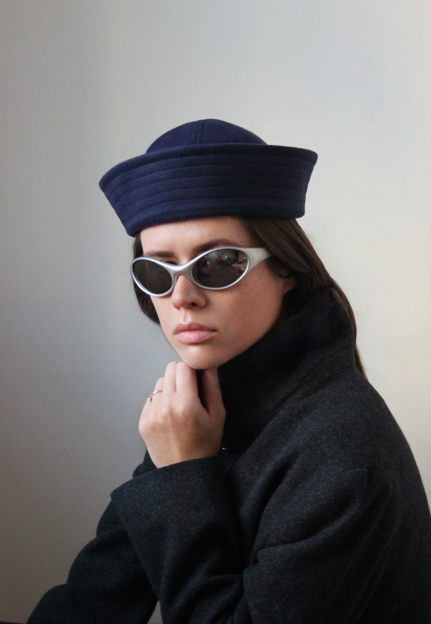 Drape Marine Pillbox in Navy