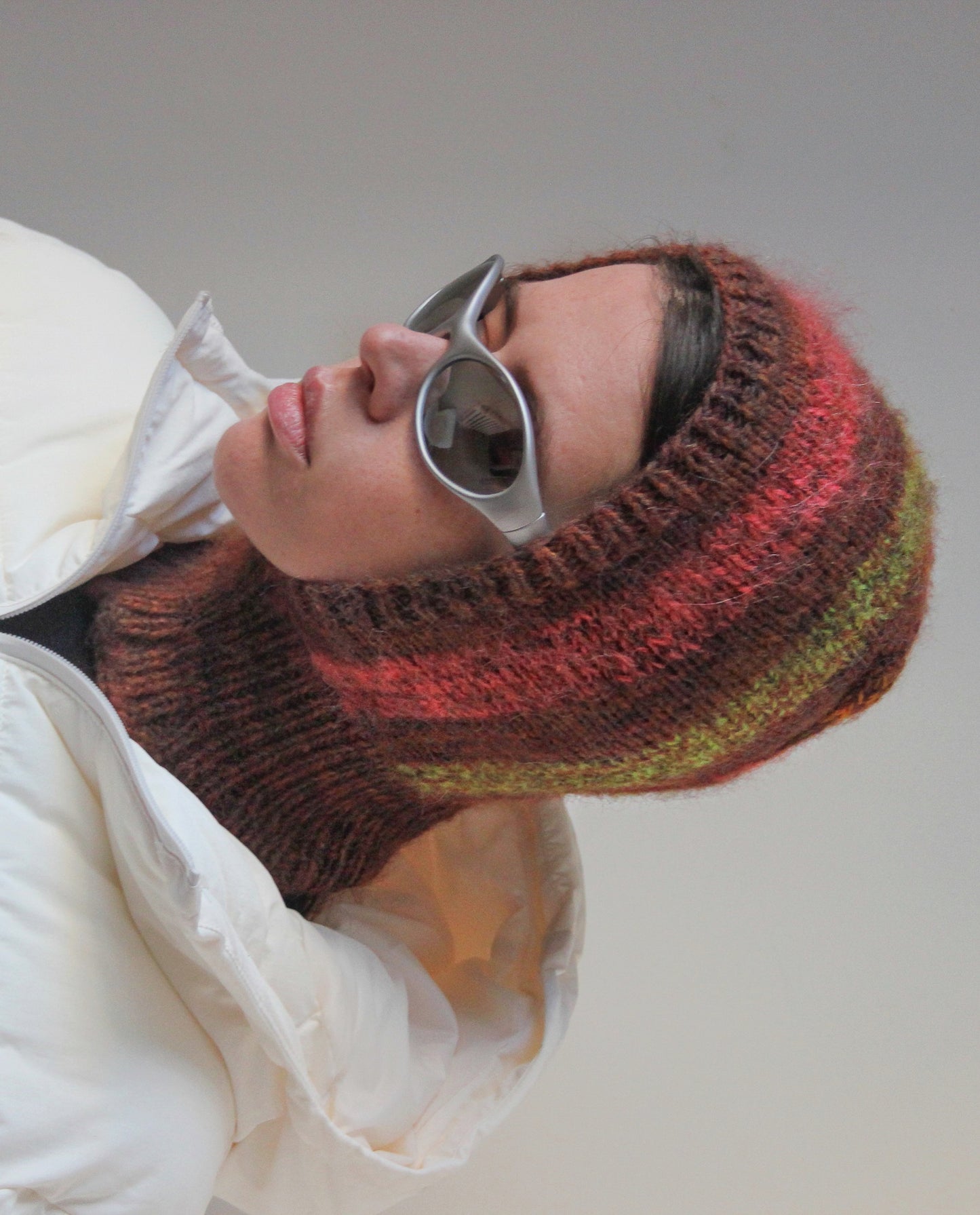 Merino Mohair Balaclava in Multi Brown Mélange