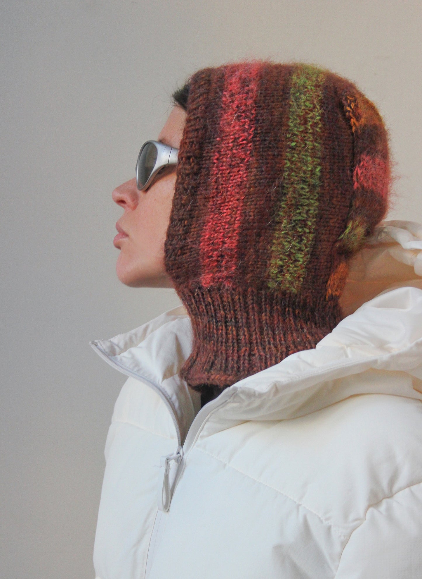 Merino Mohair Balaclava in Multi Brown Mélange