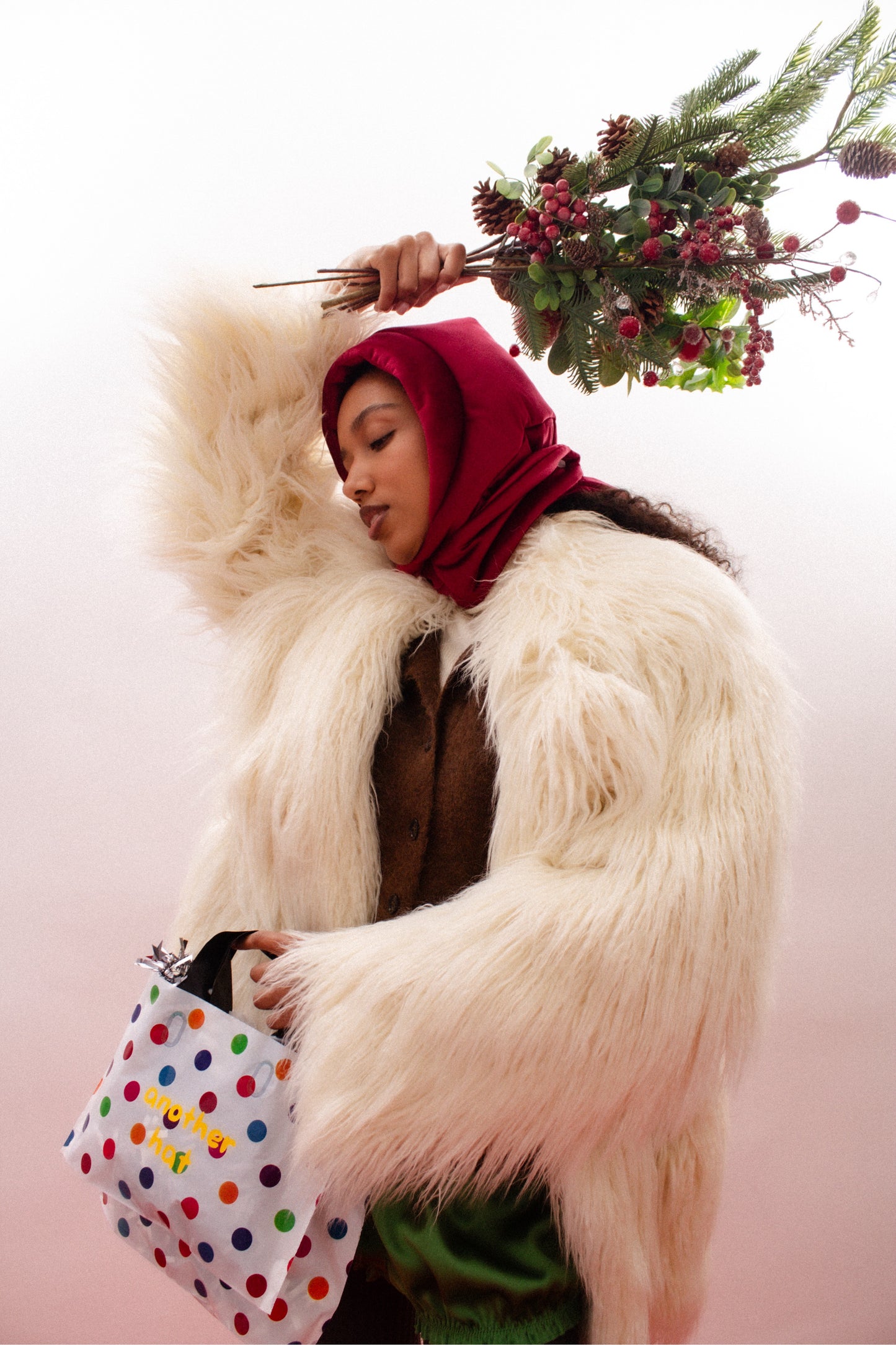 Velvet Pillow Puffer Headscarf - Balaclava in Burgundy