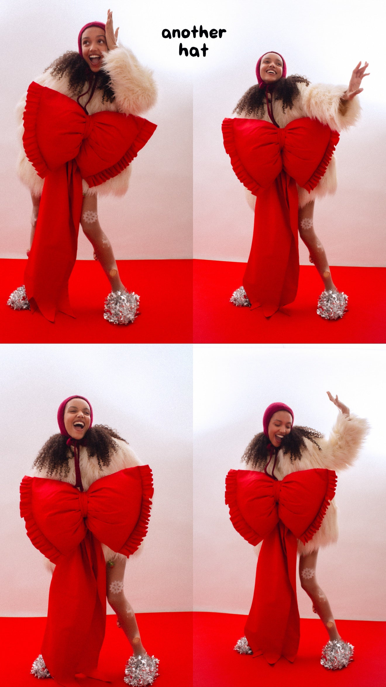 Hand-knitted Adult Bow Tie Bonnet hat in Burgundy