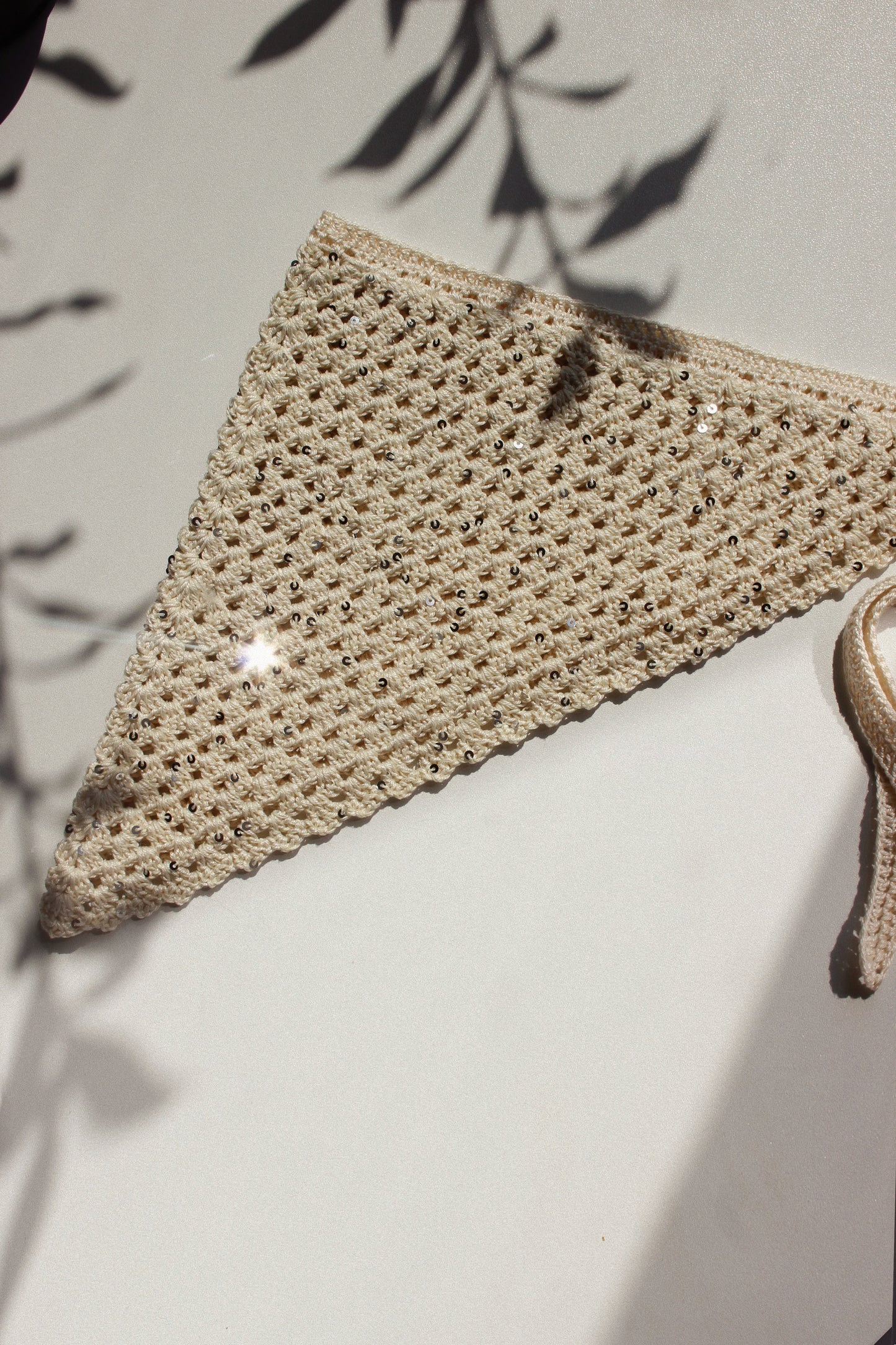Sparkle Crochet Headscarf in Ivory