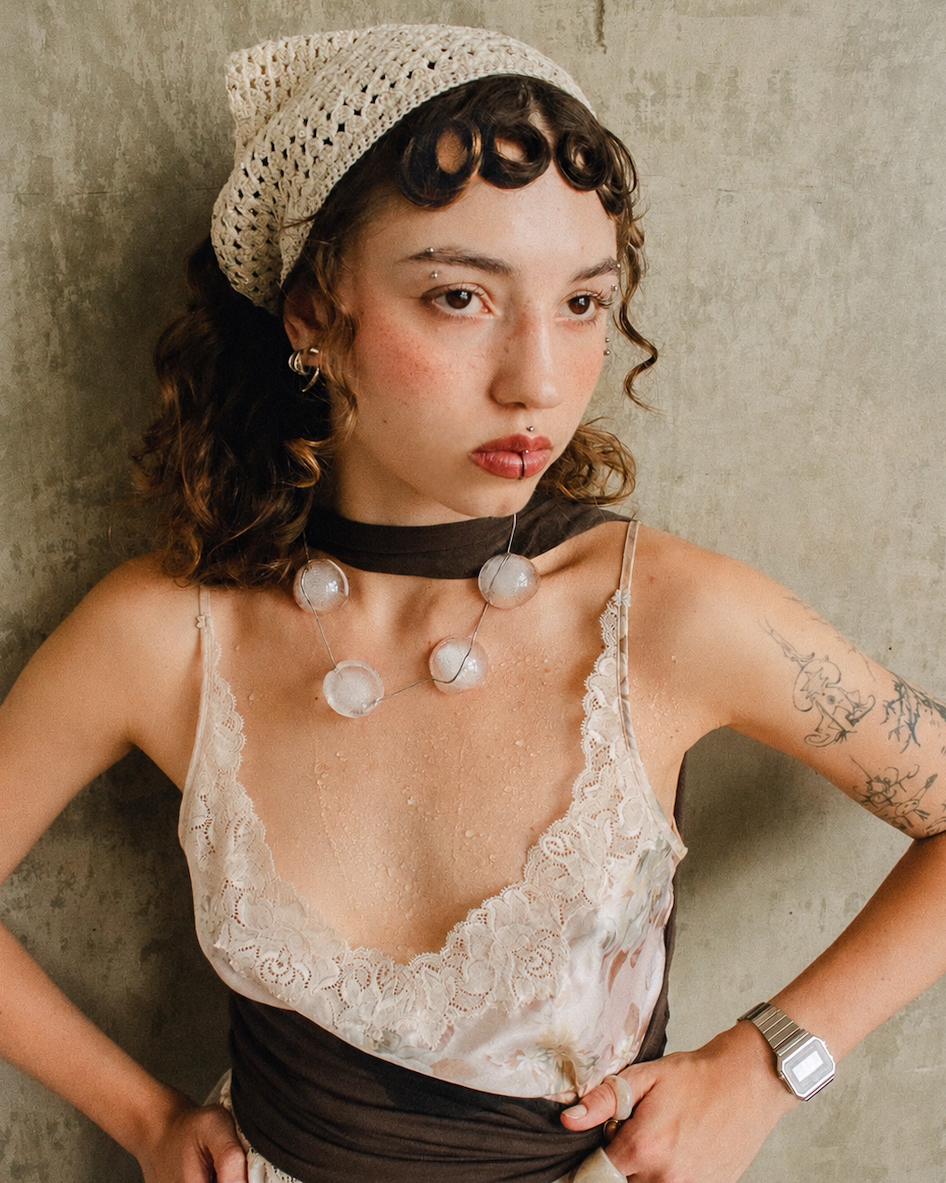 Sparkle Crochet Headscarf in Ivory