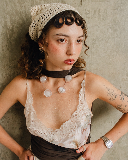 Sparkle Crochet Headscarf in Ivory