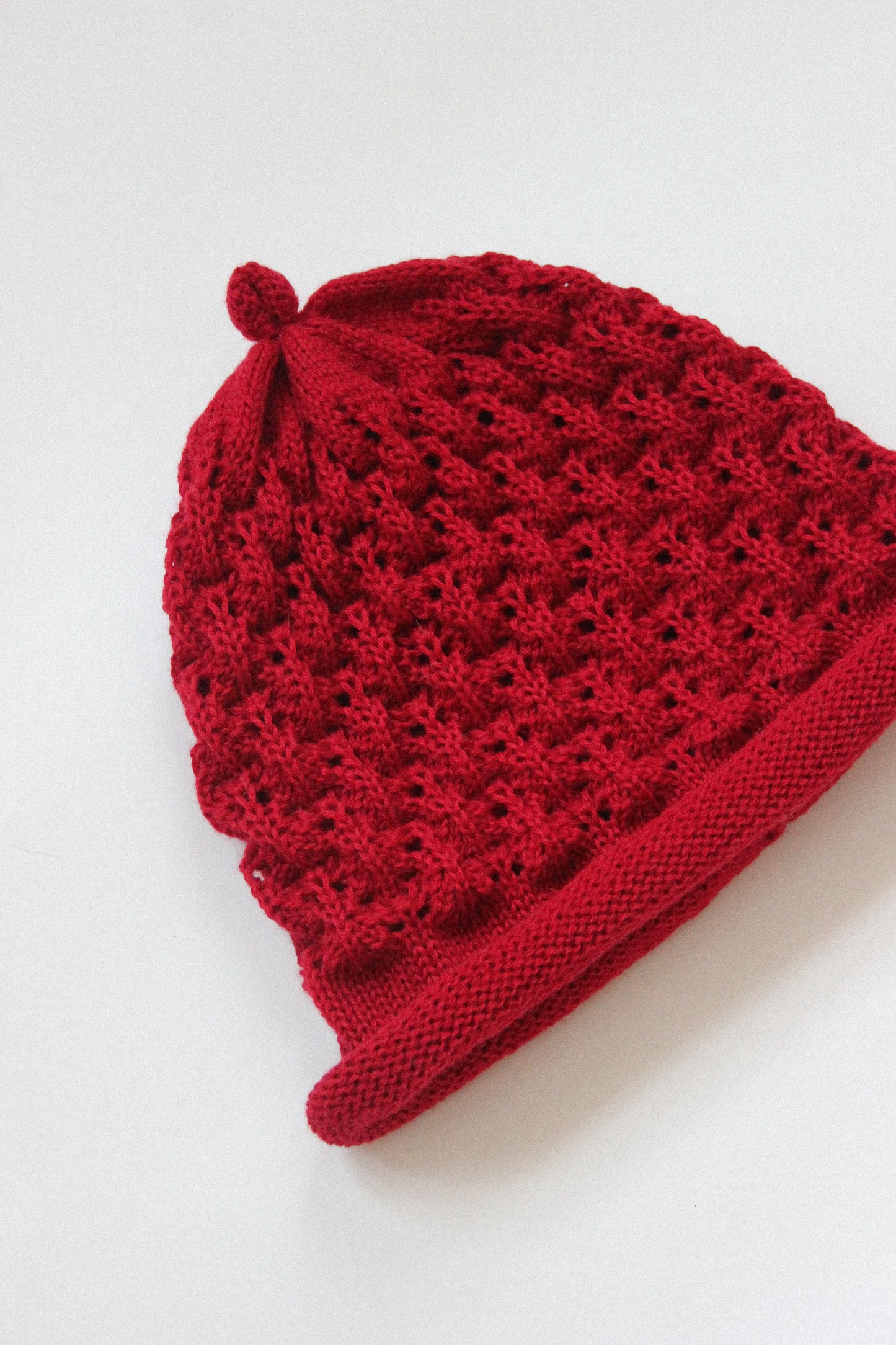Cotton Lace Crochet Teletubby Hat in Red