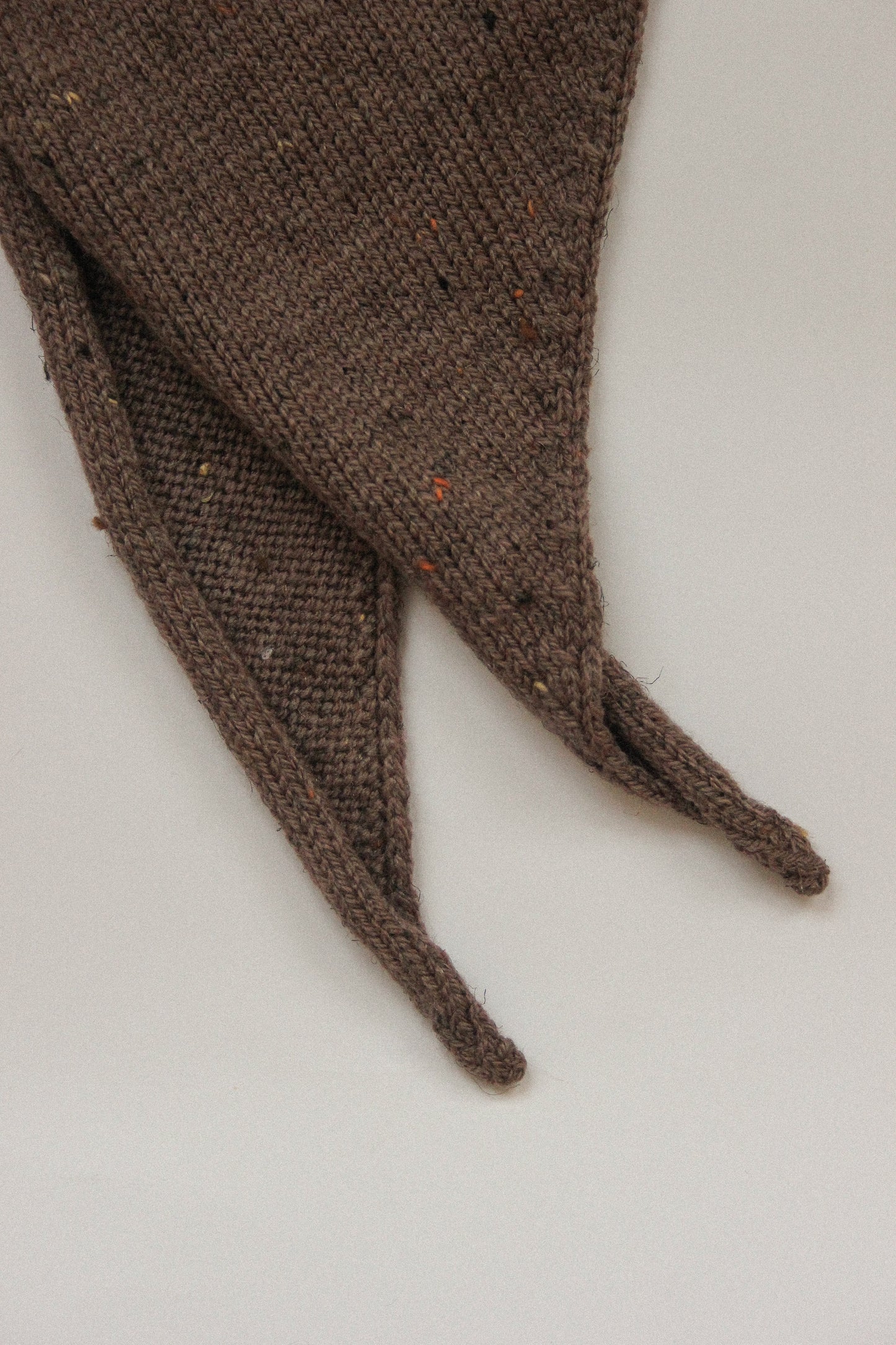 Hand-knitted Speckled Tweed Wool Headscarf in Brown