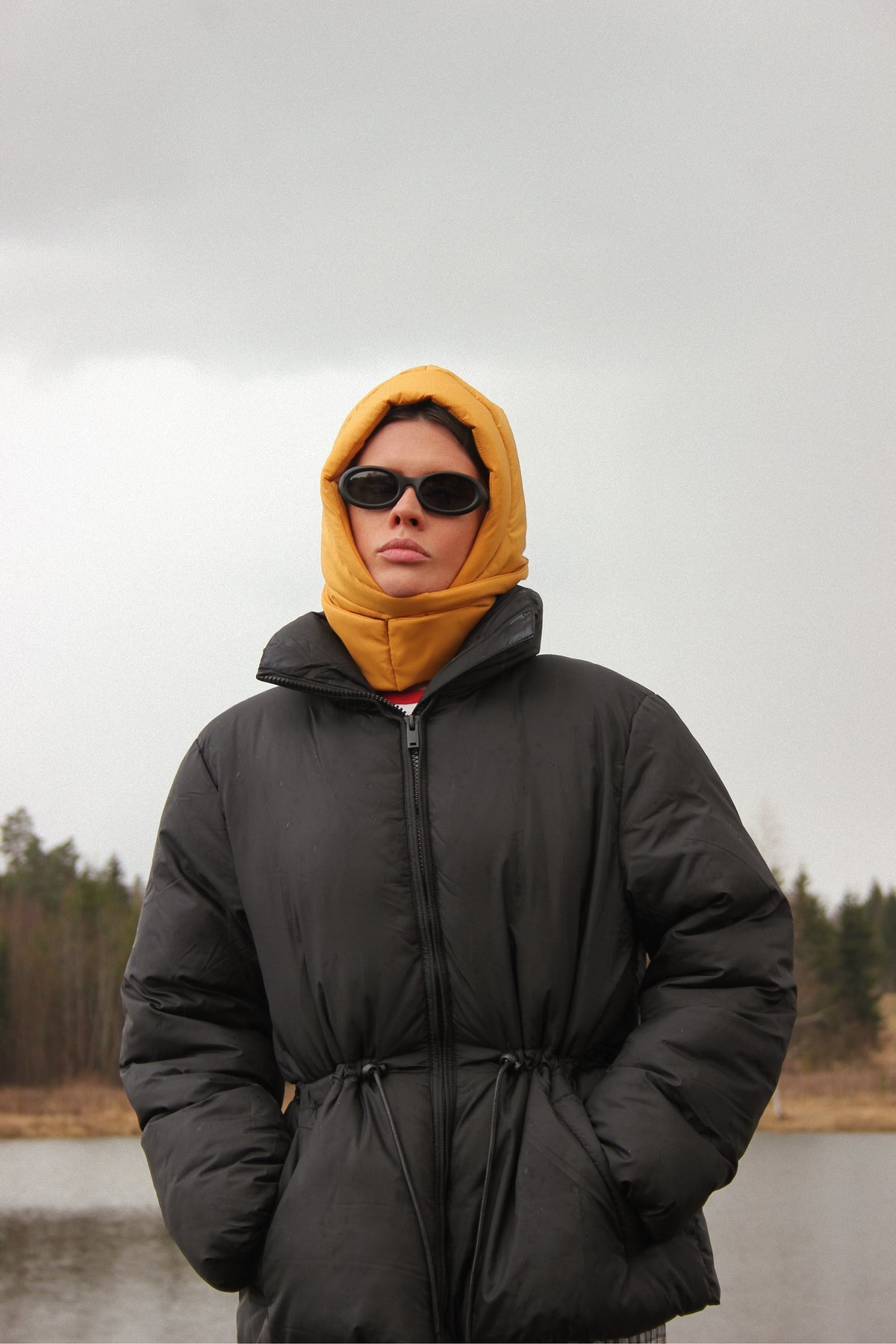 Pillow Puffer Headscarf - Balaclava in Mustard
