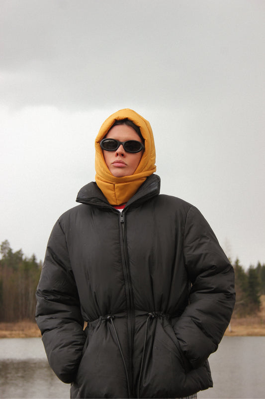 Pillow Puffer Headscarf - Balaclava in Mustard