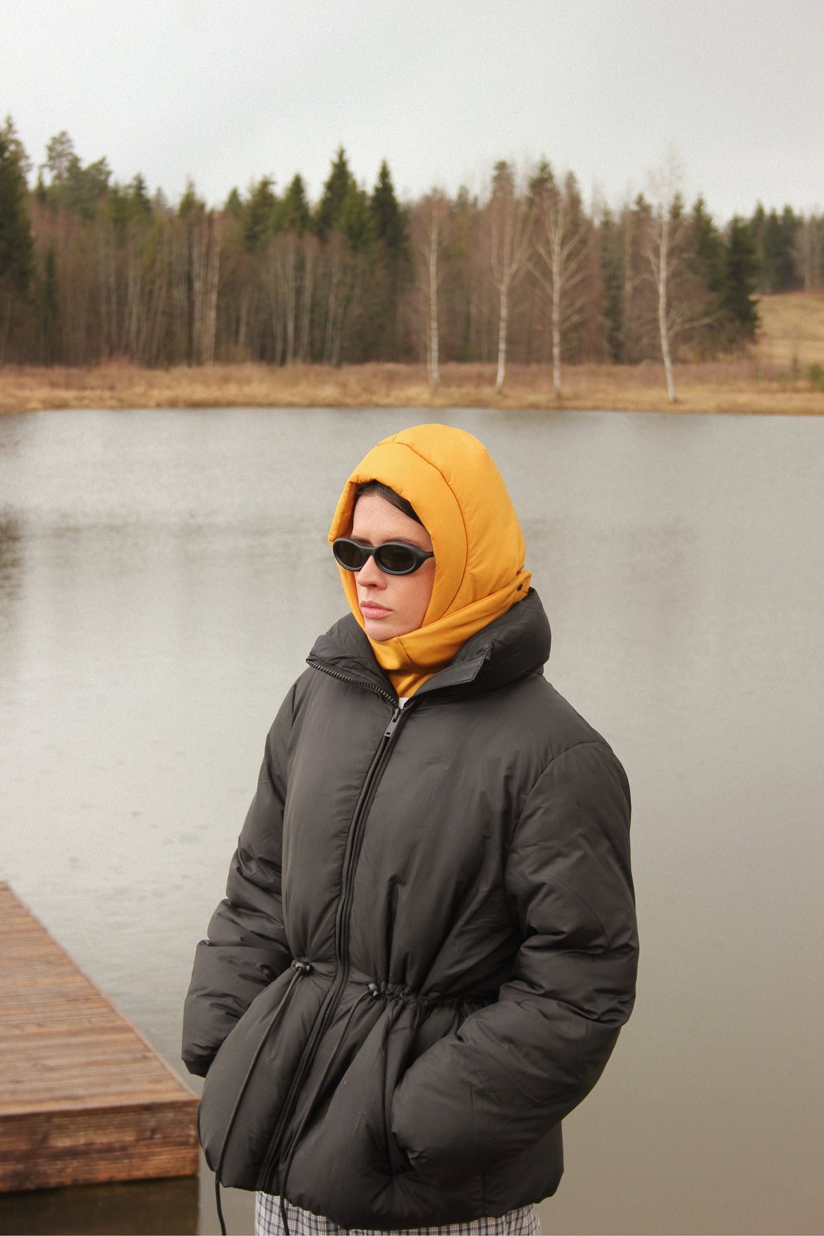 Pillow Puffer Headscarf - Balaclava in Mustard