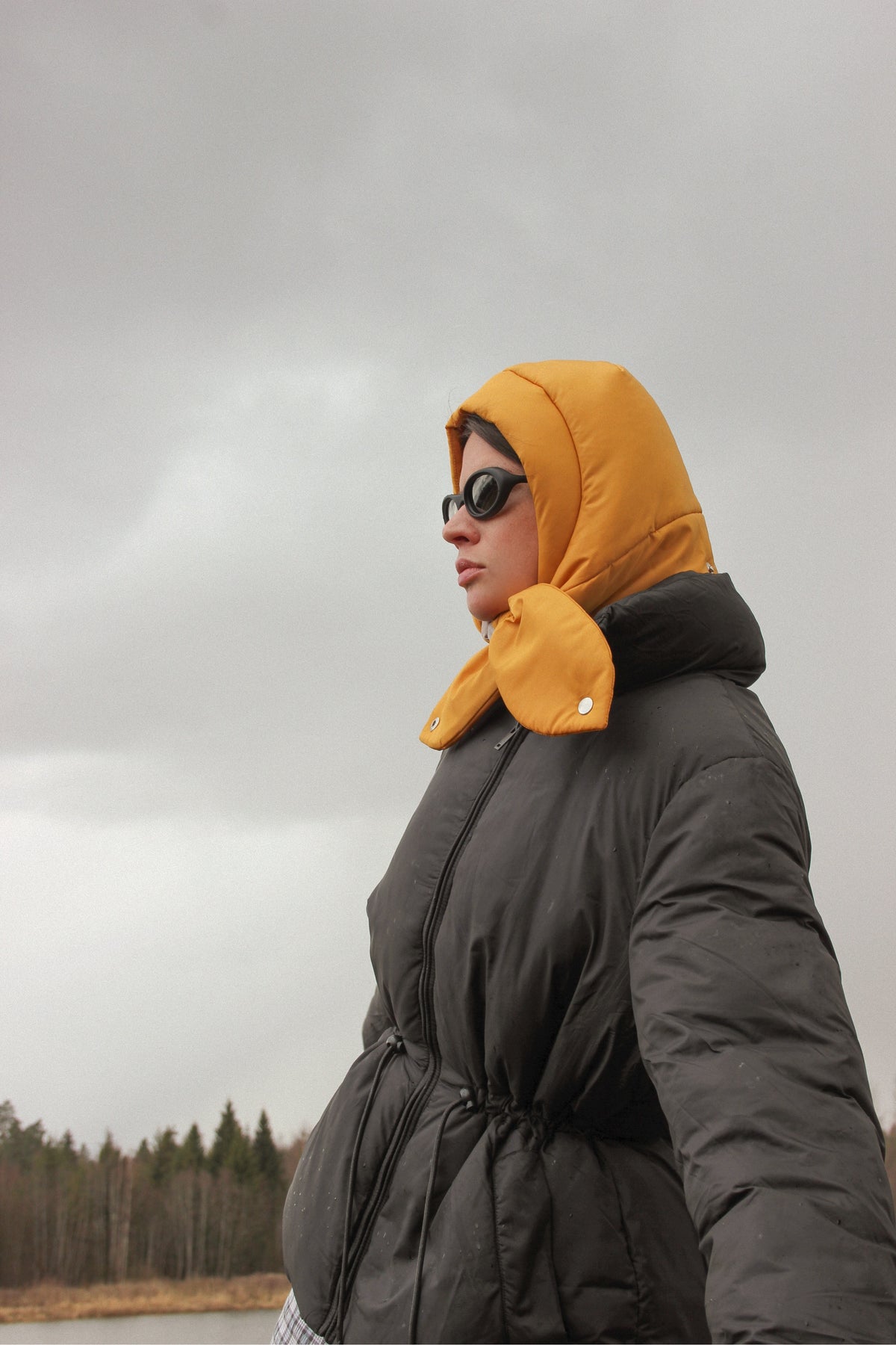 Pillow Puffer Headscarf - Balaclava in Mustard