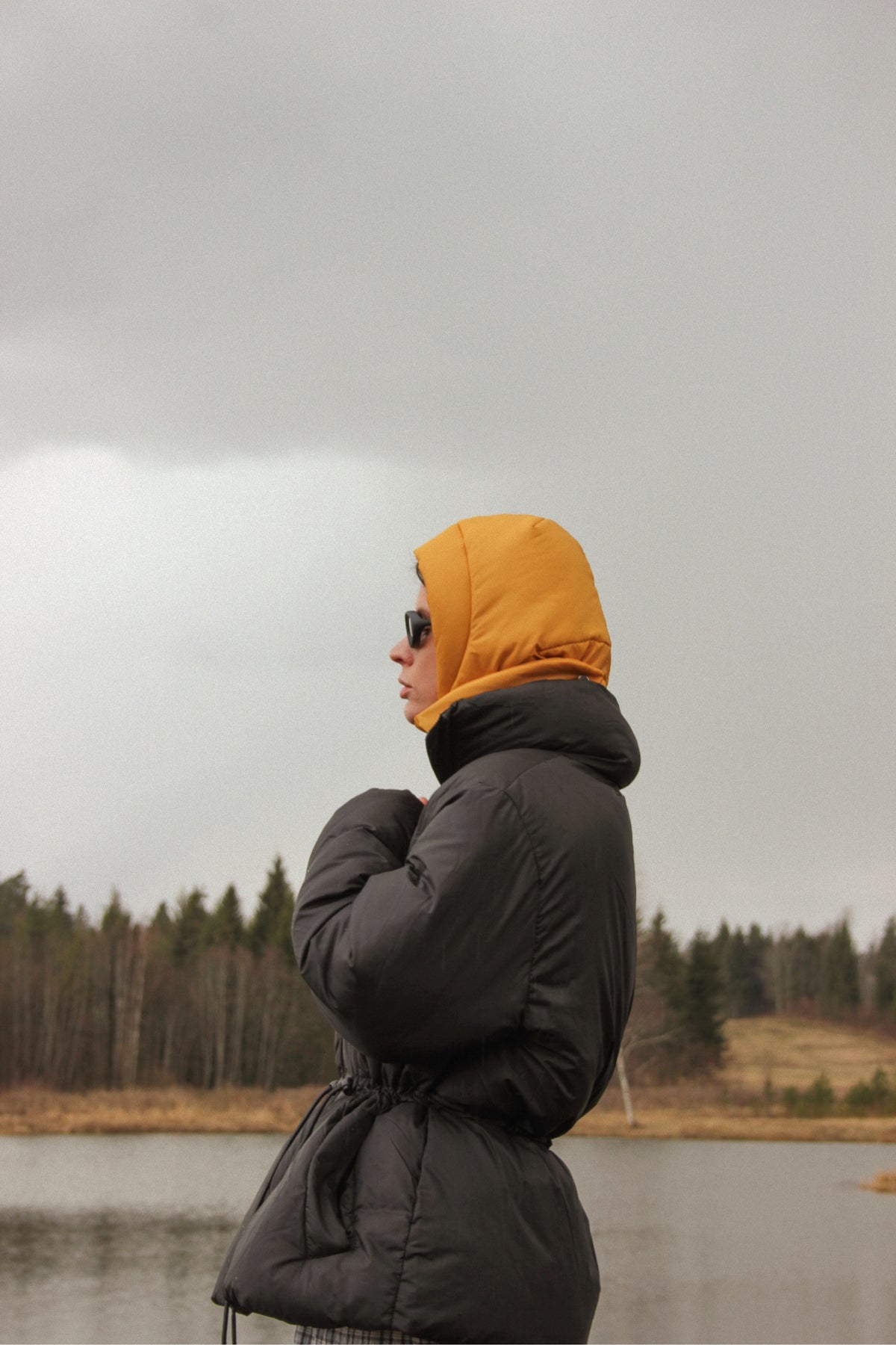 Pillow Puffer Headscarf - Balaclava in Mustard