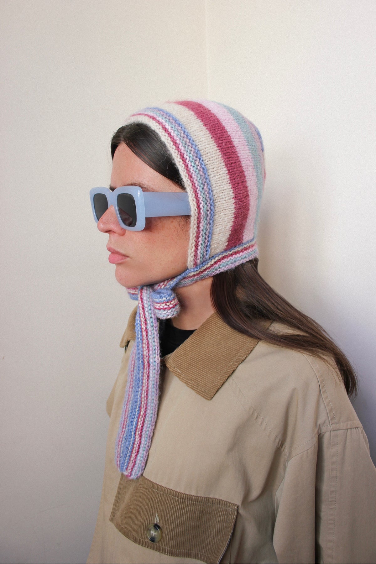 Dreamy Striped Pastel Bonnet Hat