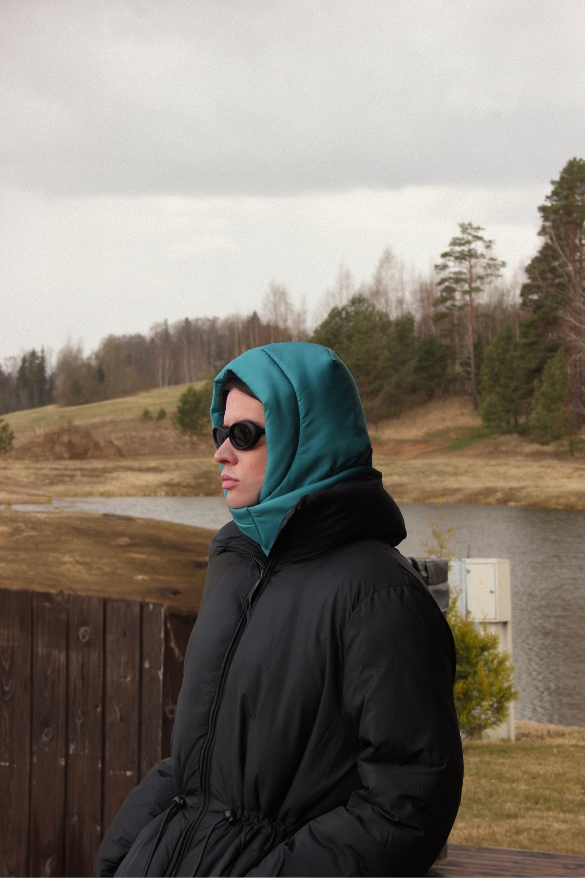 Pillow Puffer Headscarf - Balaclava in Petrol Blue