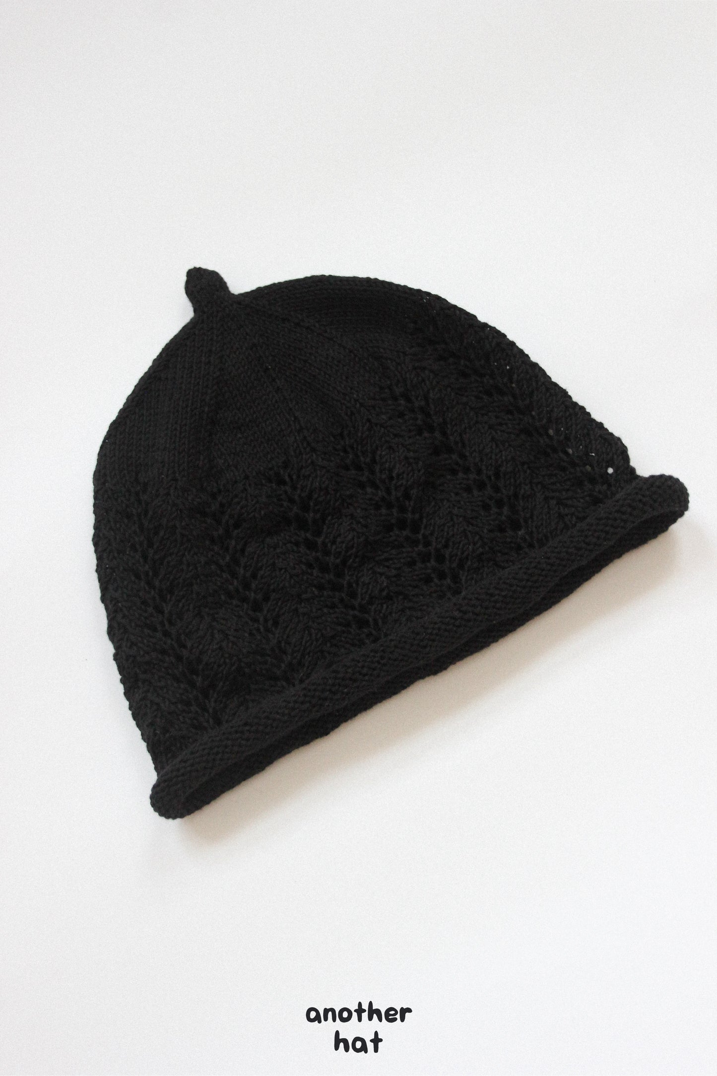 Cotton Lace Crochet Teletubby Hat in Black