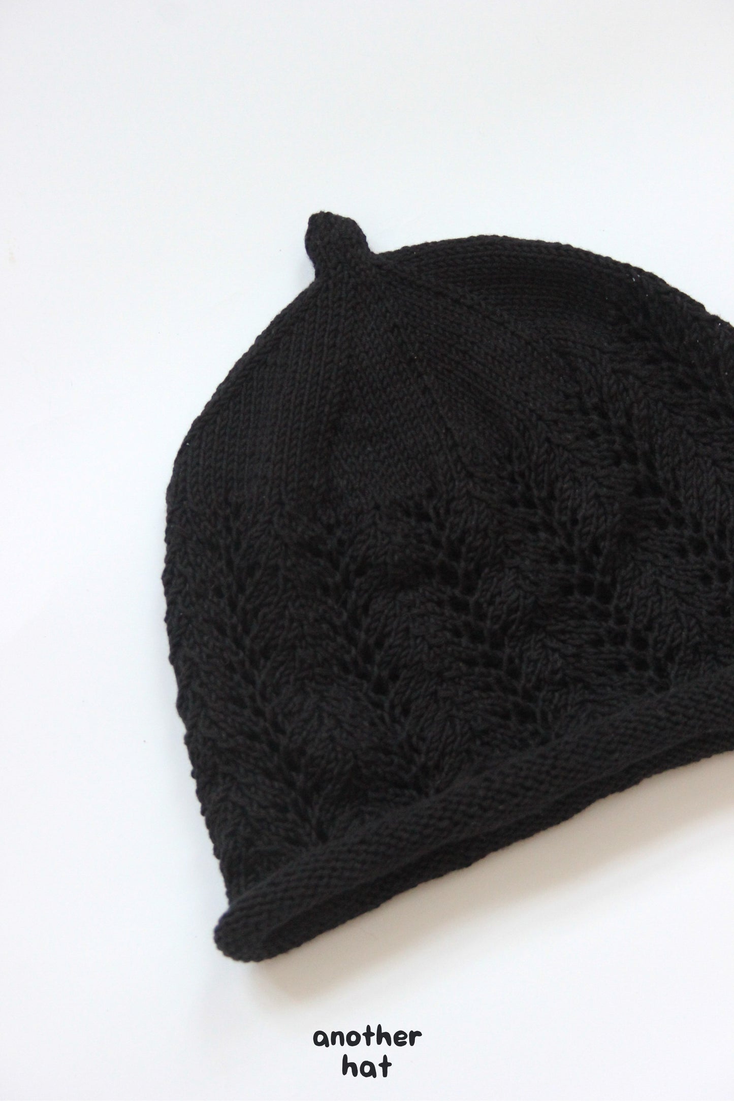 Cotton Lace Crochet Teletubby Hat in Black