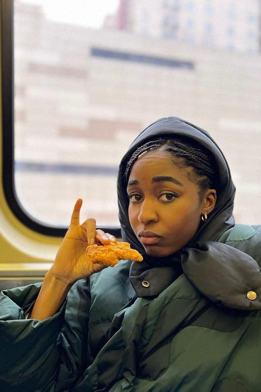 Pillow Puffer Headscarf-Balaclava in Black