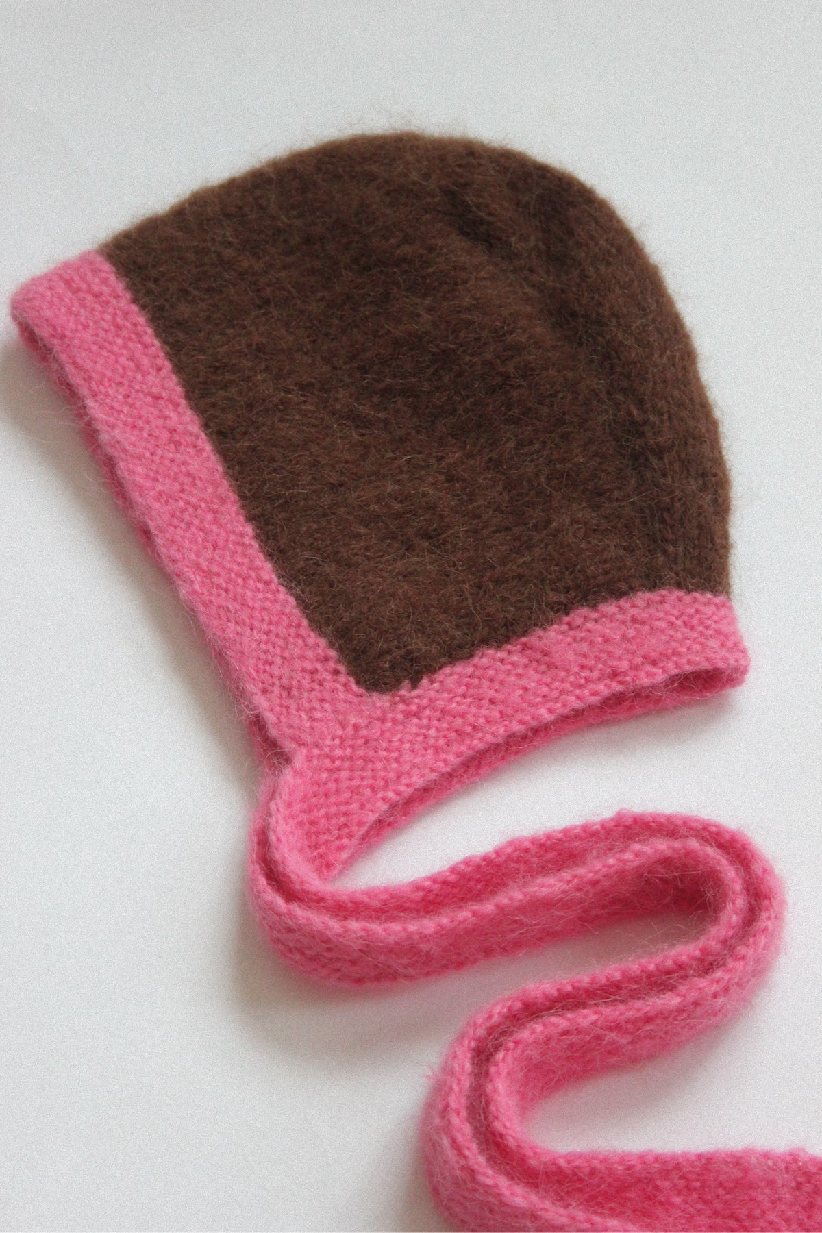 Premium Mohair Bonnet in Barbie Pink & Brown