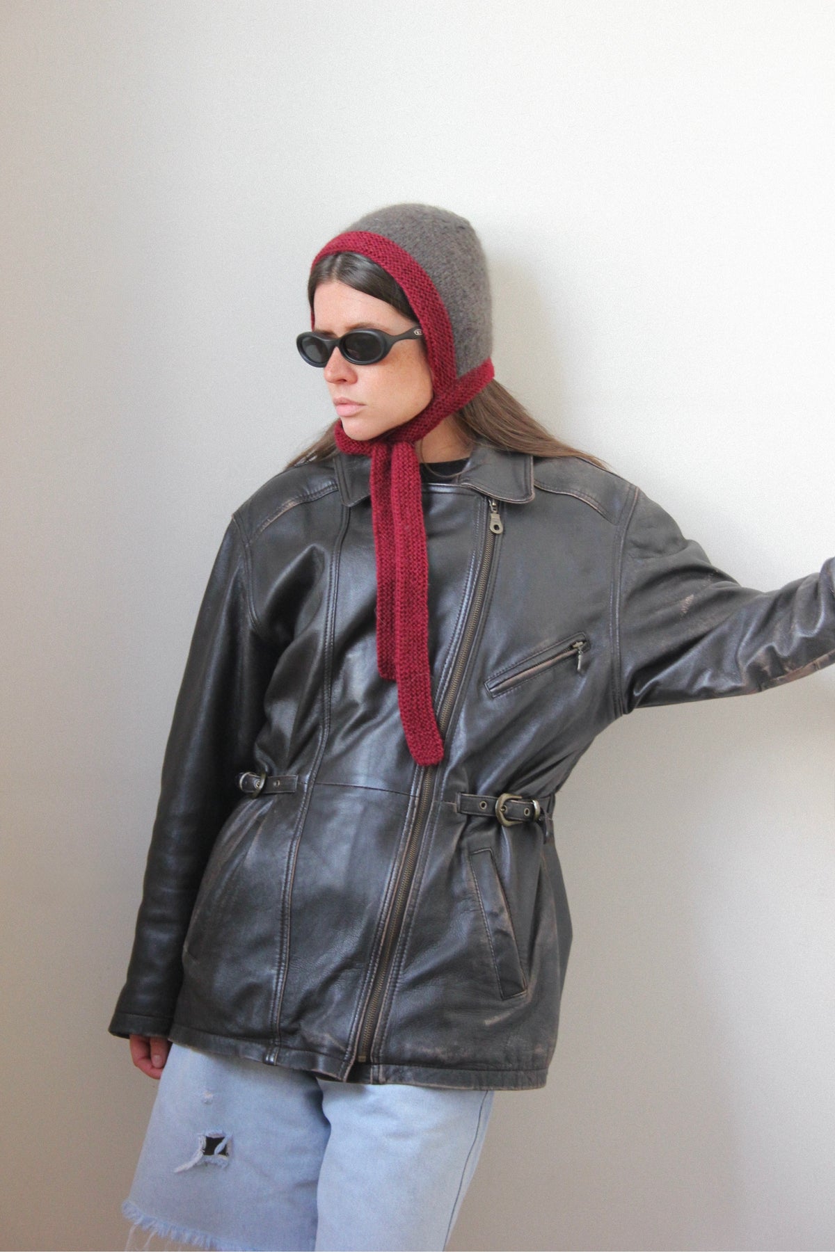 Premium Mohair Bonnet in Burgundy & Brown