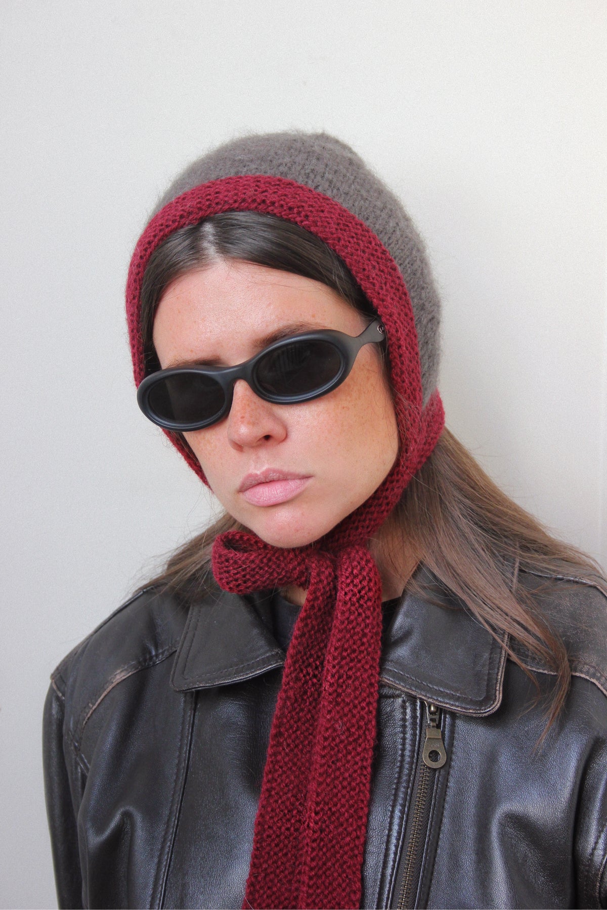 Premium Mohair Bonnet in Burgundy & Brown