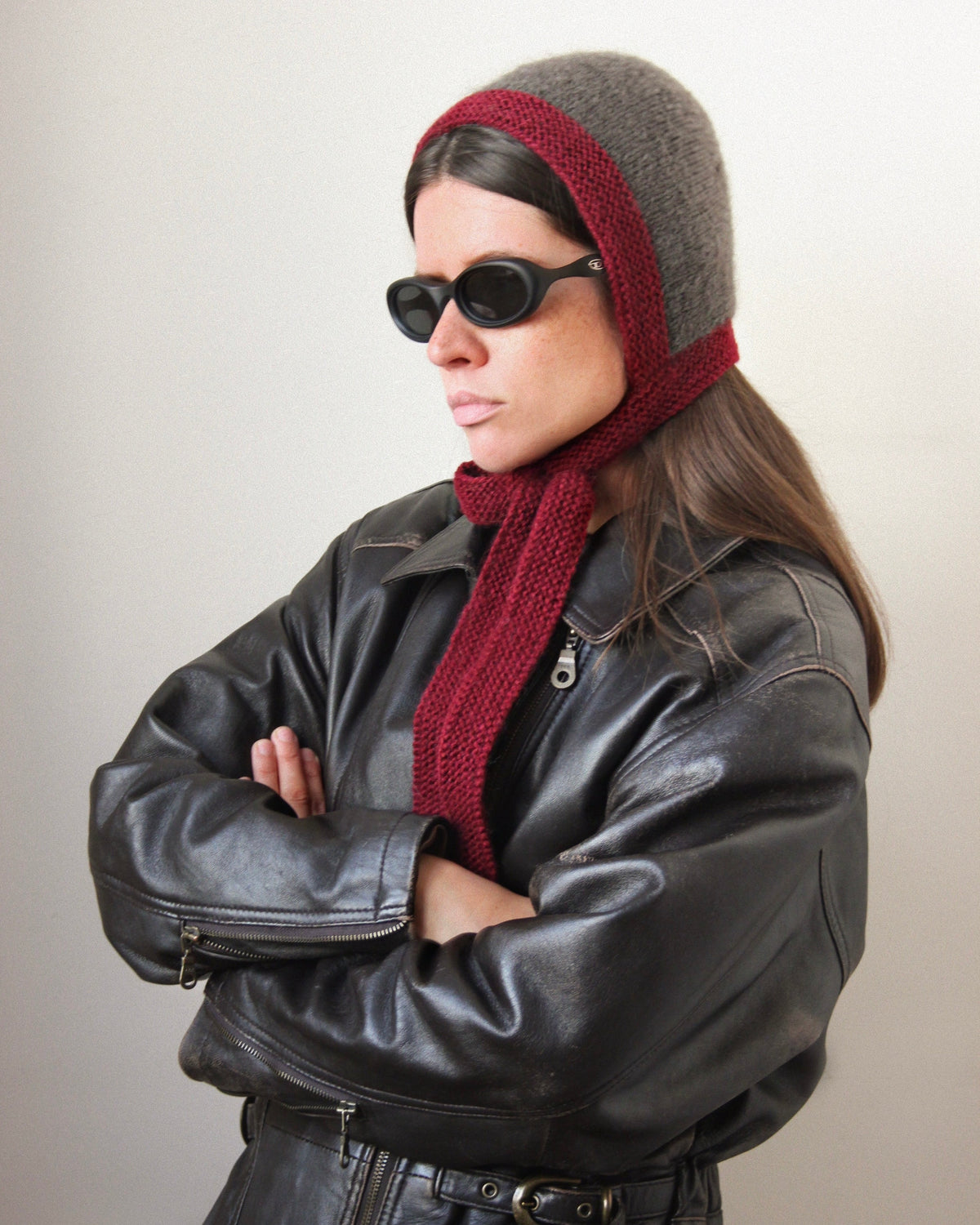 Premium Mohair Bonnet in Burgundy & Brown