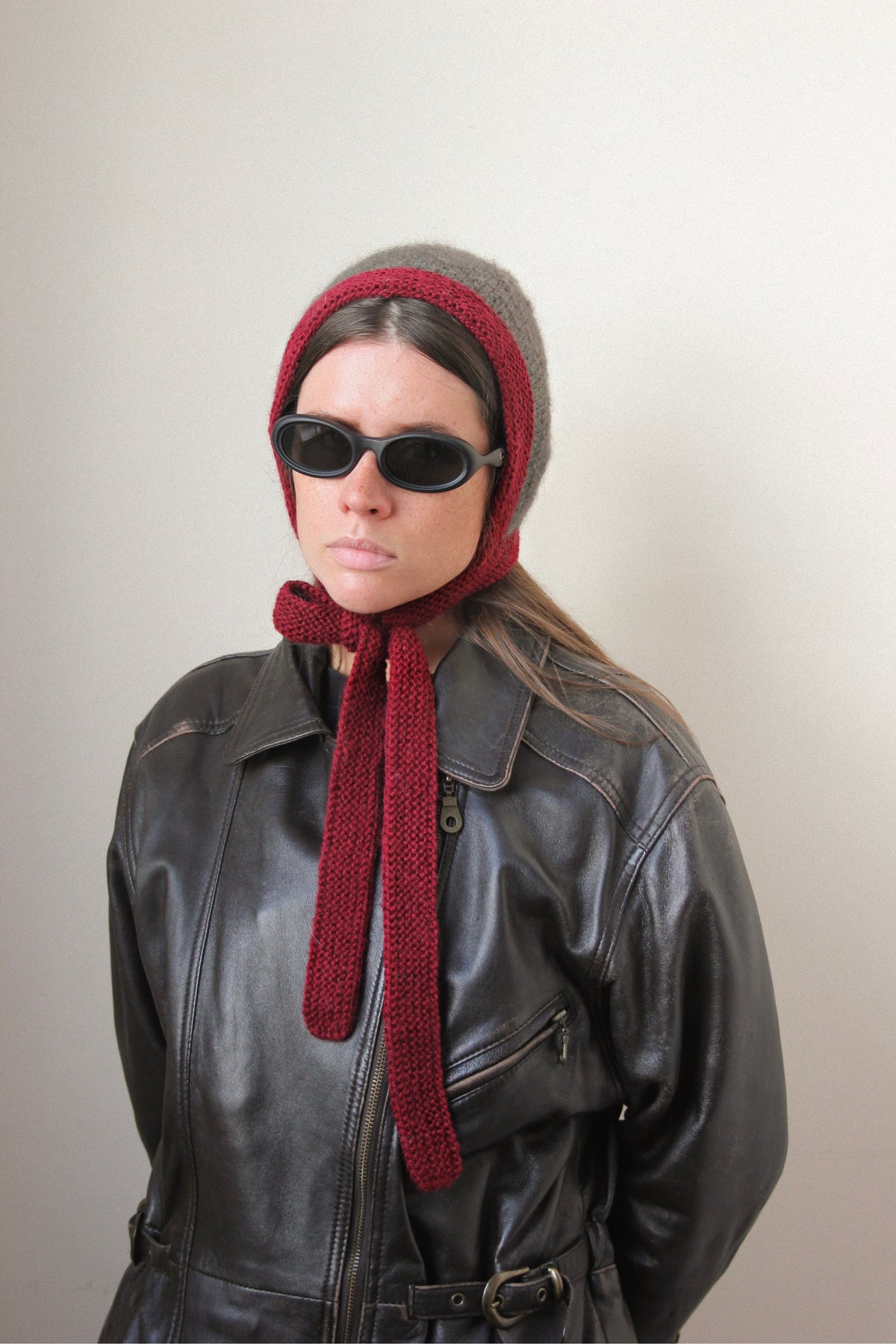 Premium Mohair Bonnet in Burgundy & Brown