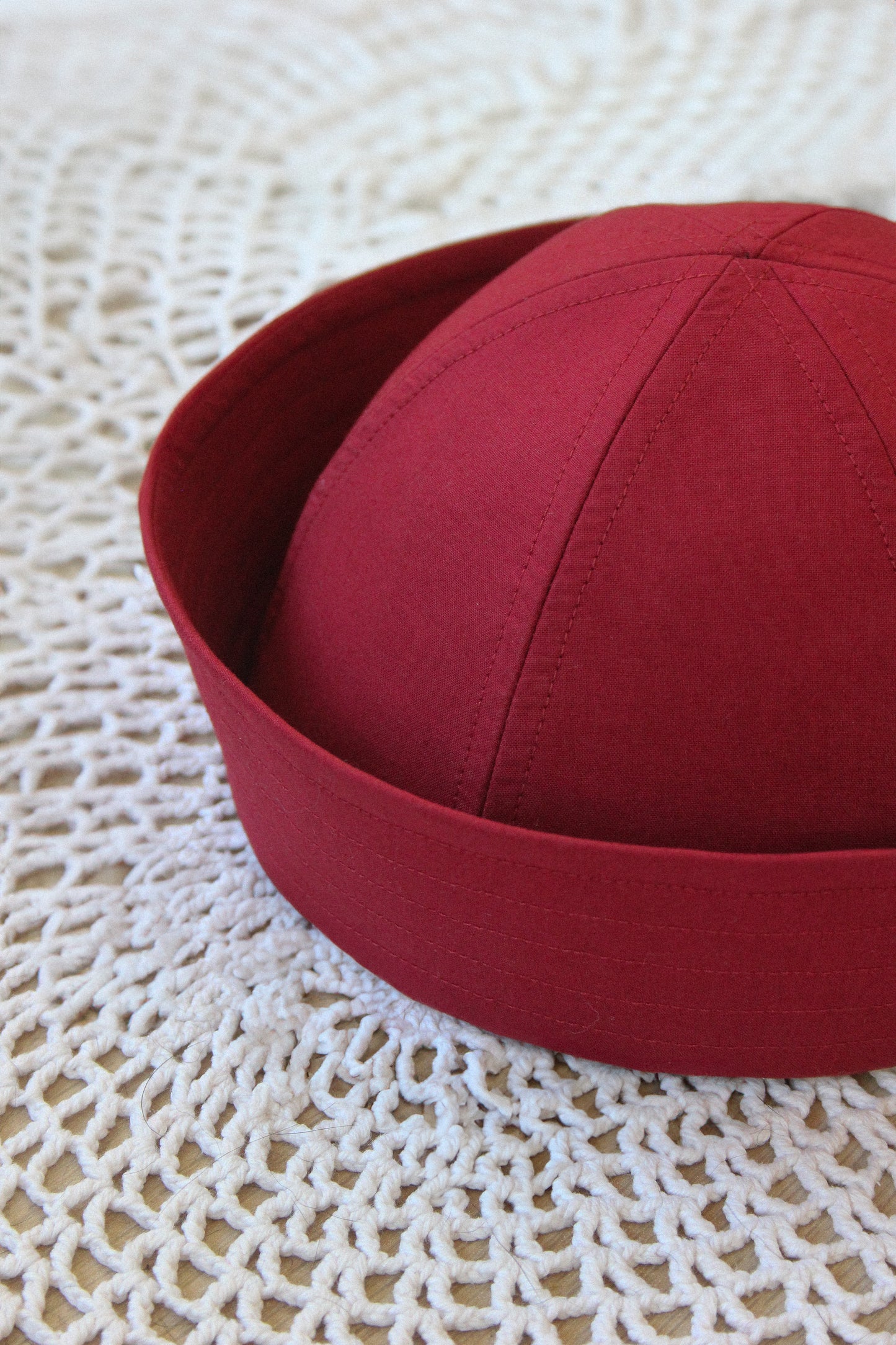 Premium Cotton Marine Pillbox in Burgundy