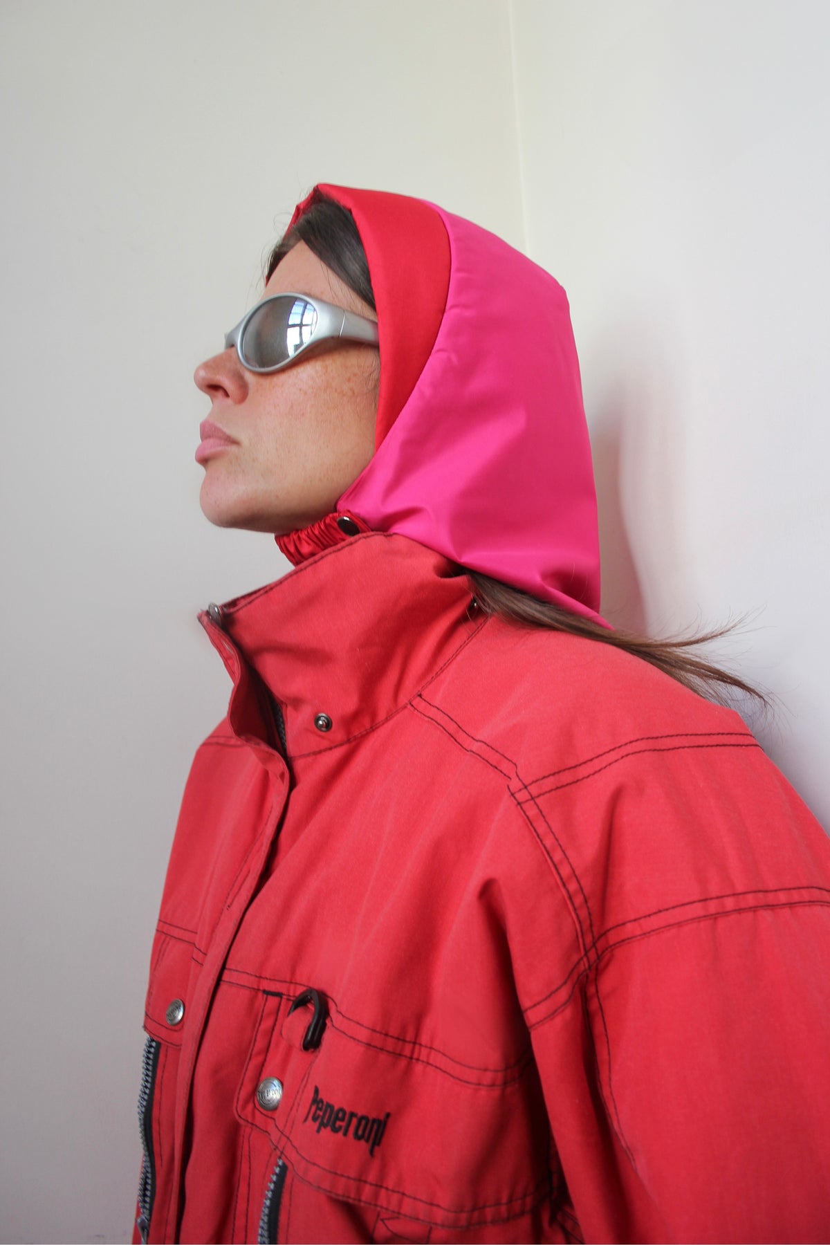 Rain Headscarf in Red & Hot Pink