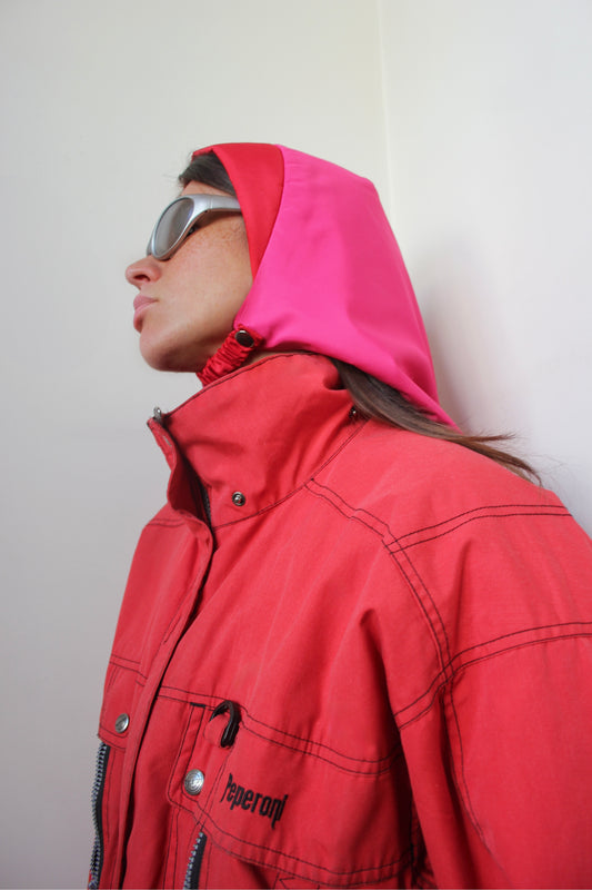Rain Headscarf in Red & Hot Pink