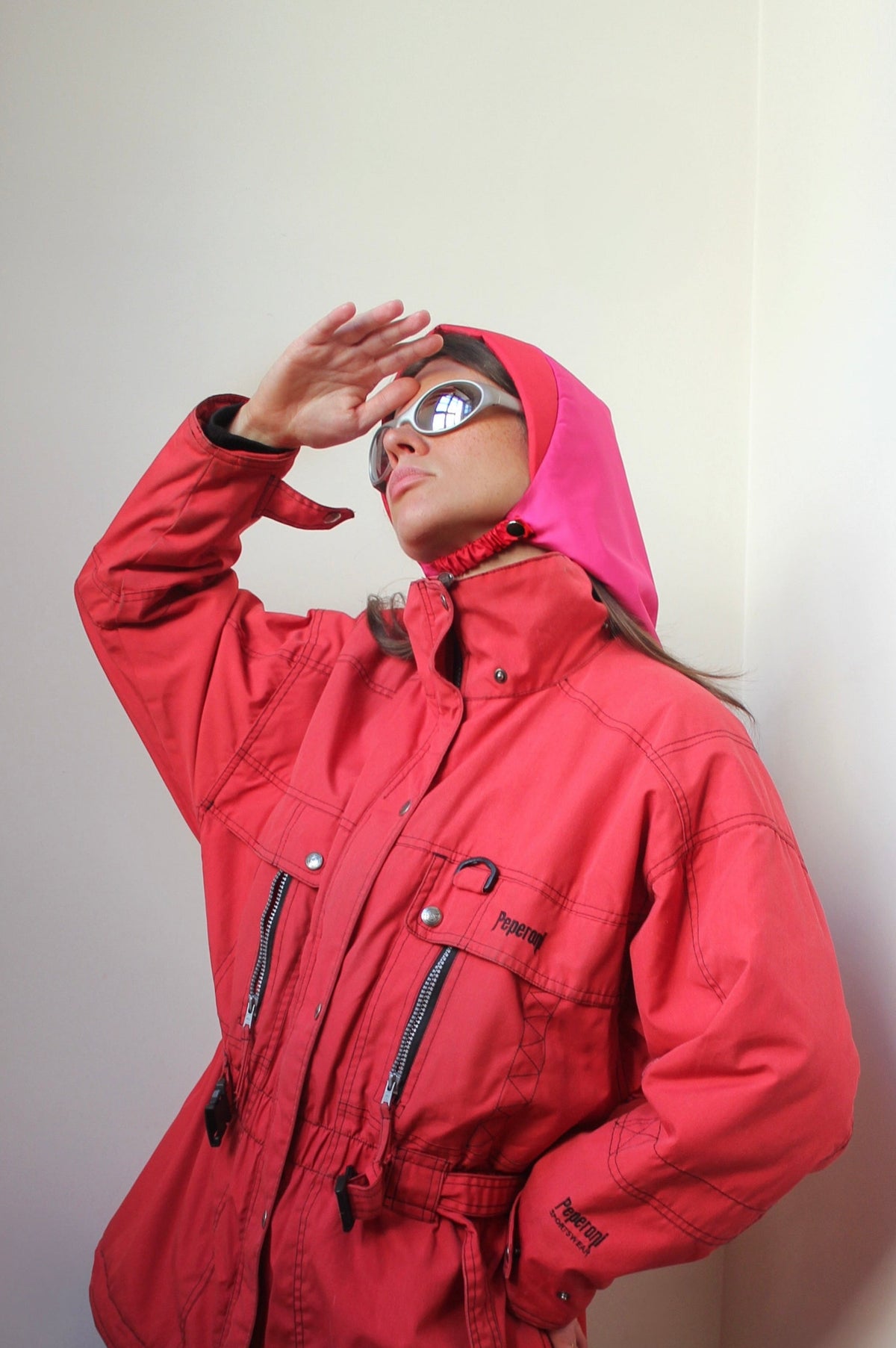 Rain Headscarf in Red & Hot Pink