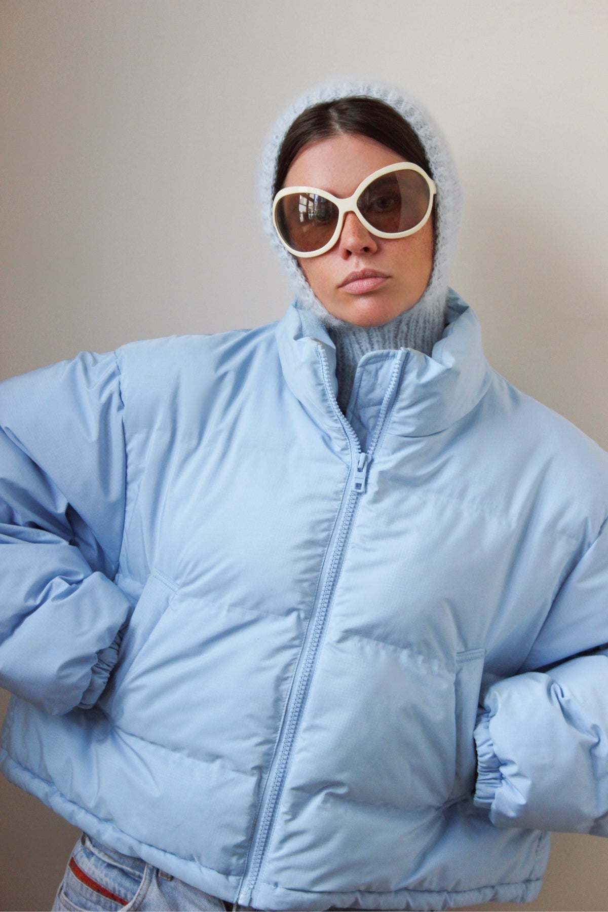 Merino Mohair Balaclava in Baby Blue