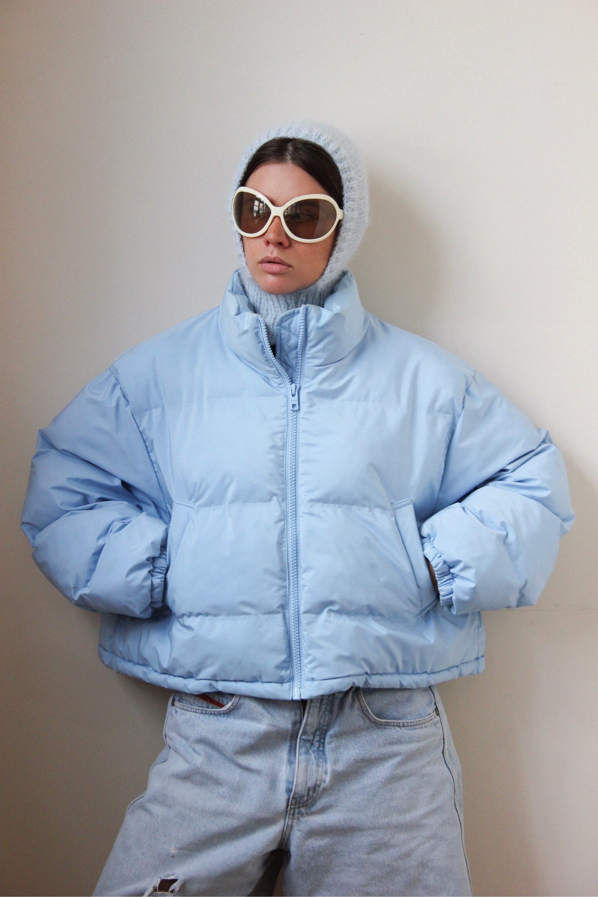 Merino Mohair Balaclava in Baby Blue