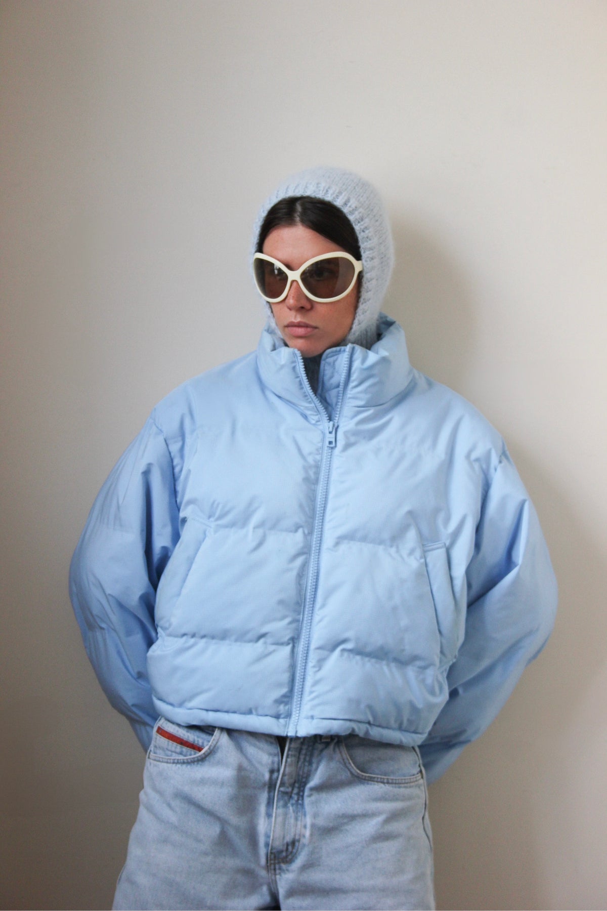 Merino Mohair Balaclava in Baby Blue
