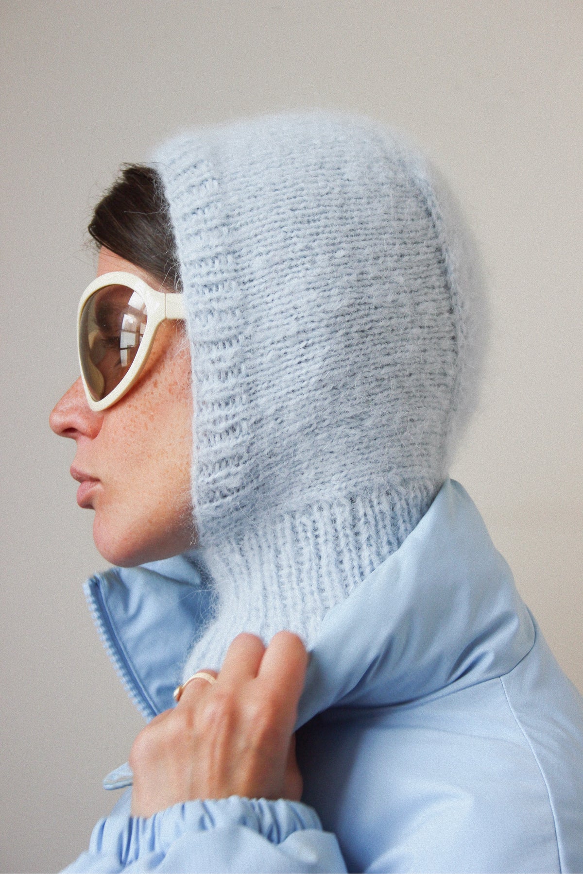 Merino Mohair Balaclava in Baby Blue