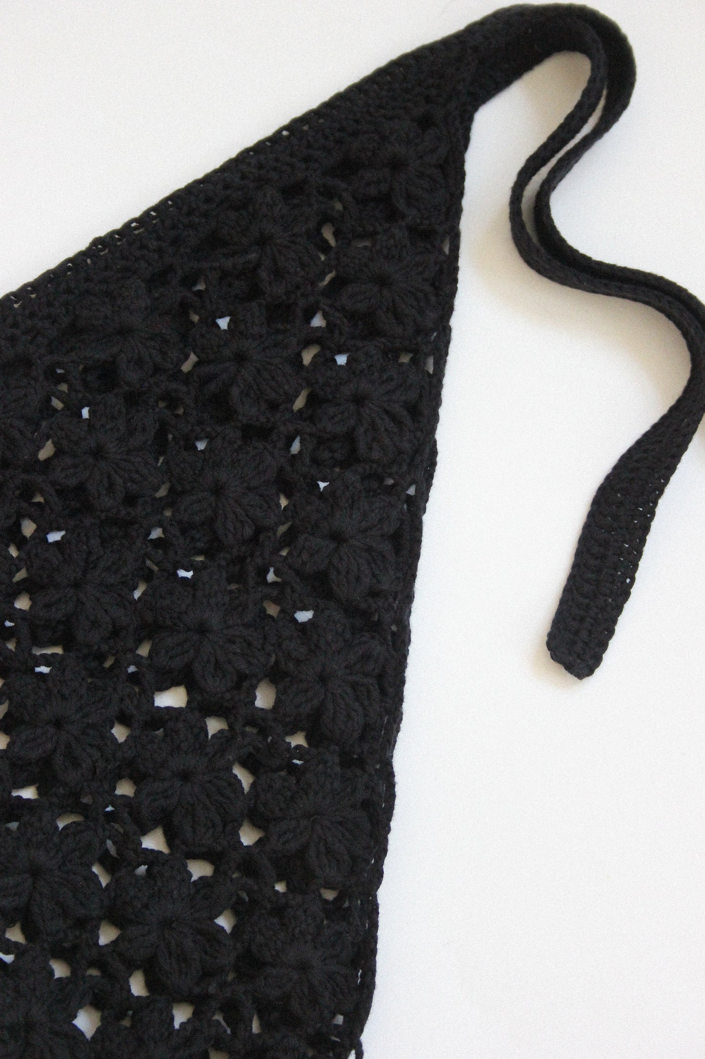 Floral Crochet Headscarf in Black