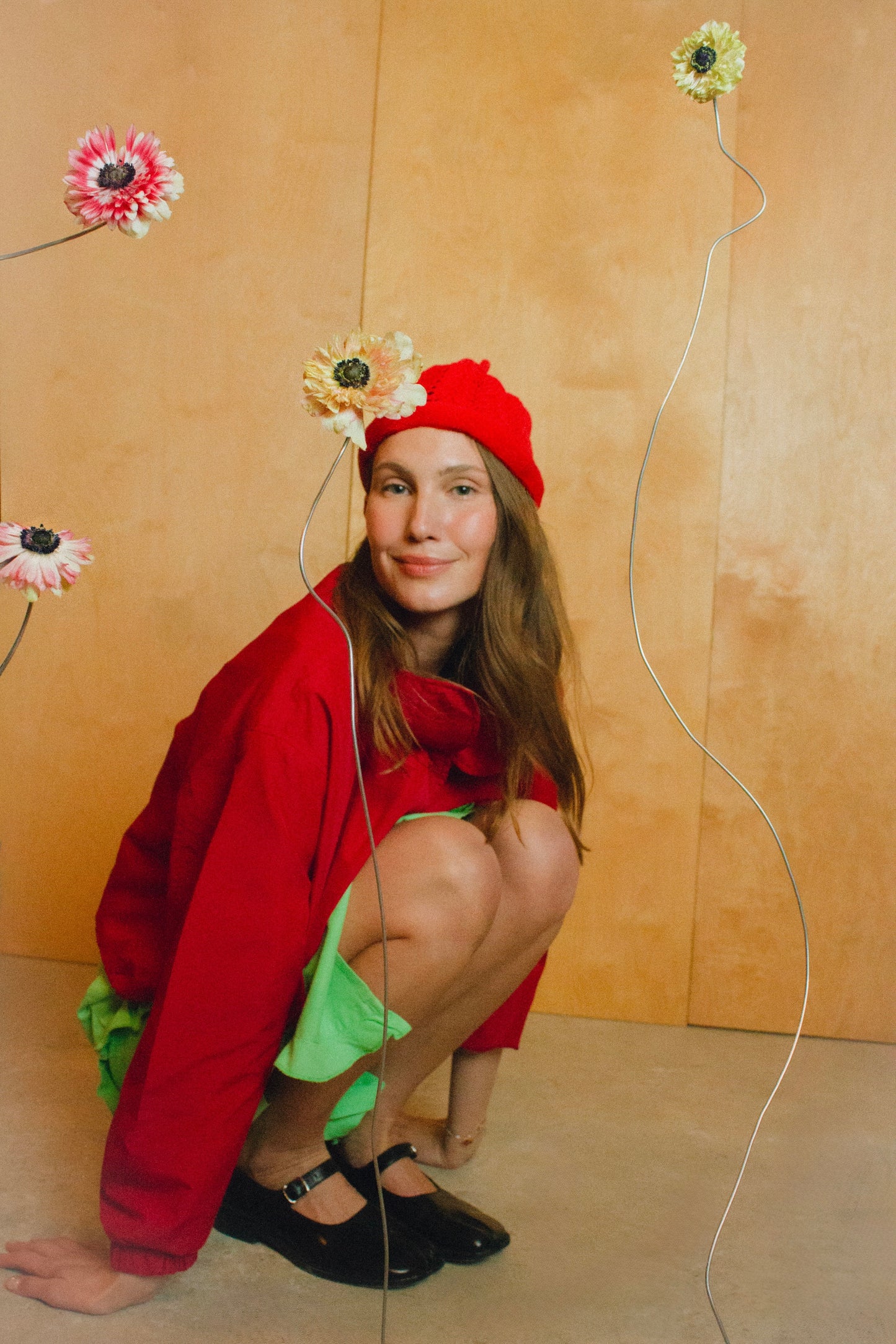 Cotton Lace Crochet Teletubby Hat in Red