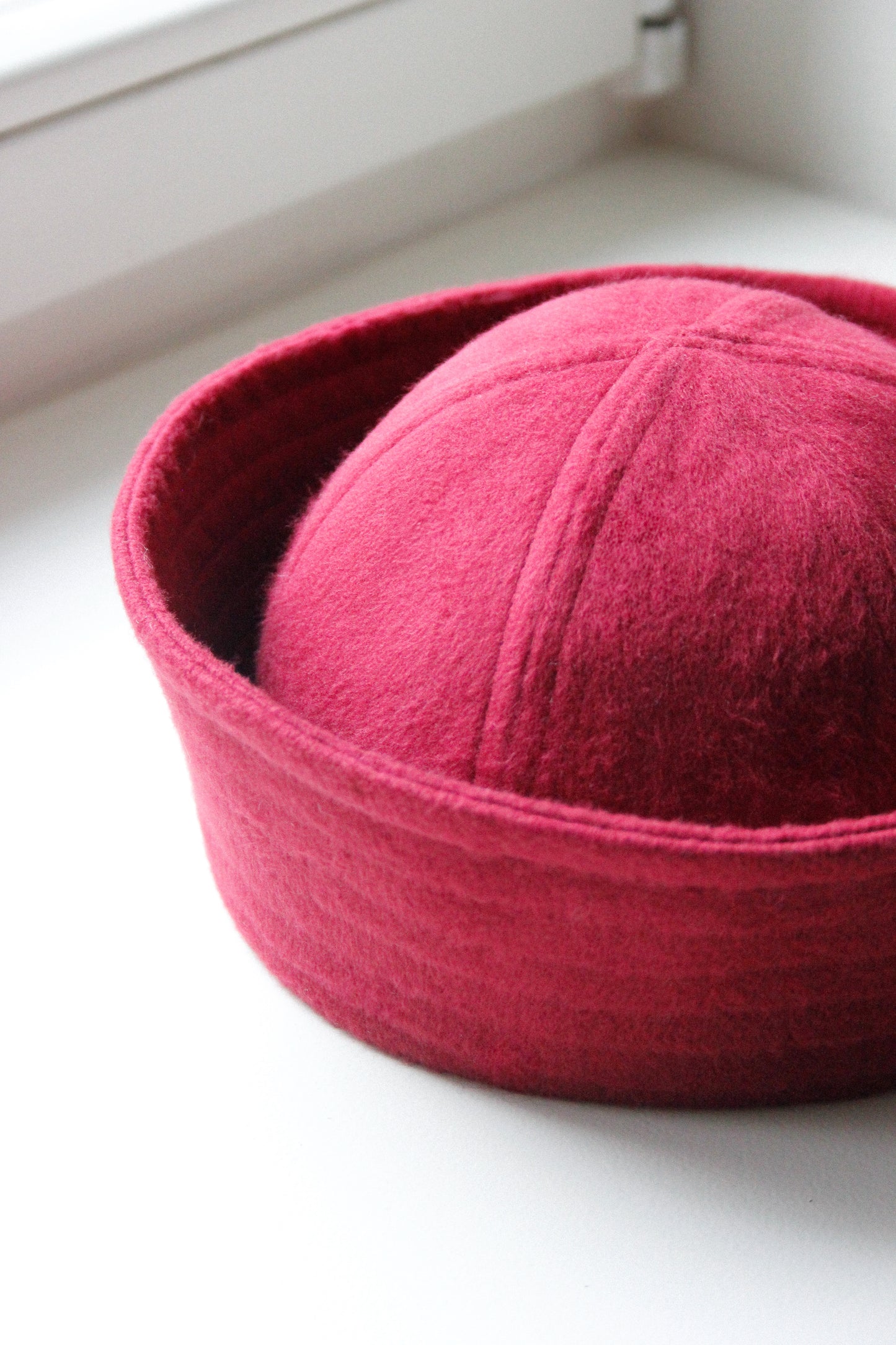 Drape Marine Pillbox in Burgundy