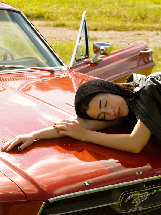 Hand - knitted Mohair Bow-Tie Headband in Black