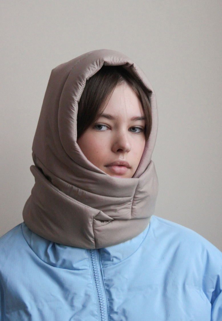 Pillow Puffer Headscarf - Balaclava in Baby Blue