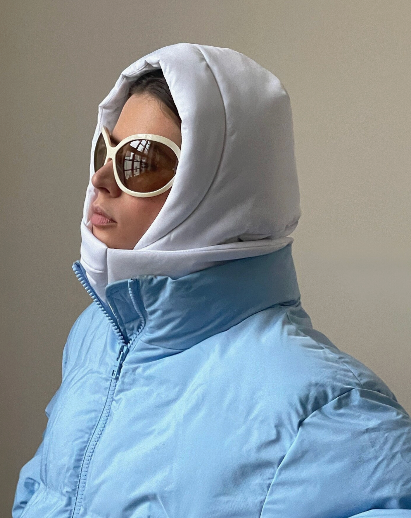 Pillow Puffer Headscarf - Balaclava in Baby Blue