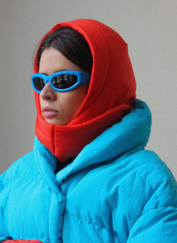 Pillow Puffer Headscarf - Balaclava in Baby Blue