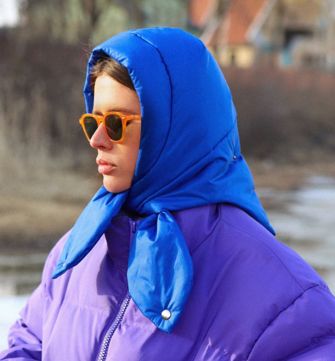 Pillow Puffer Headscarf - Balaclava in Baby Blue
