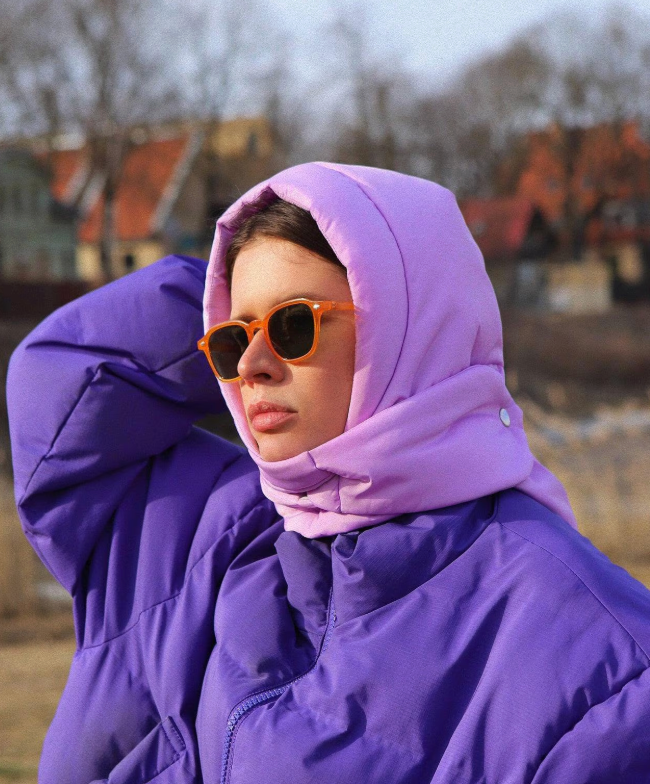 Pillow Puffer Headscarf - Balaclava in Baby Blue