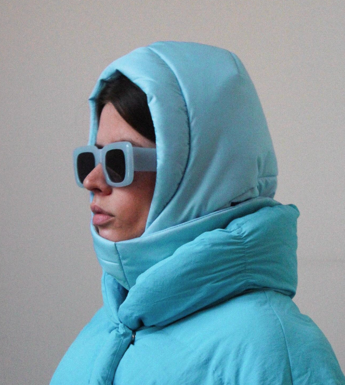 Pillow Puffer Headscarf - Balaclava in Baby Blue
