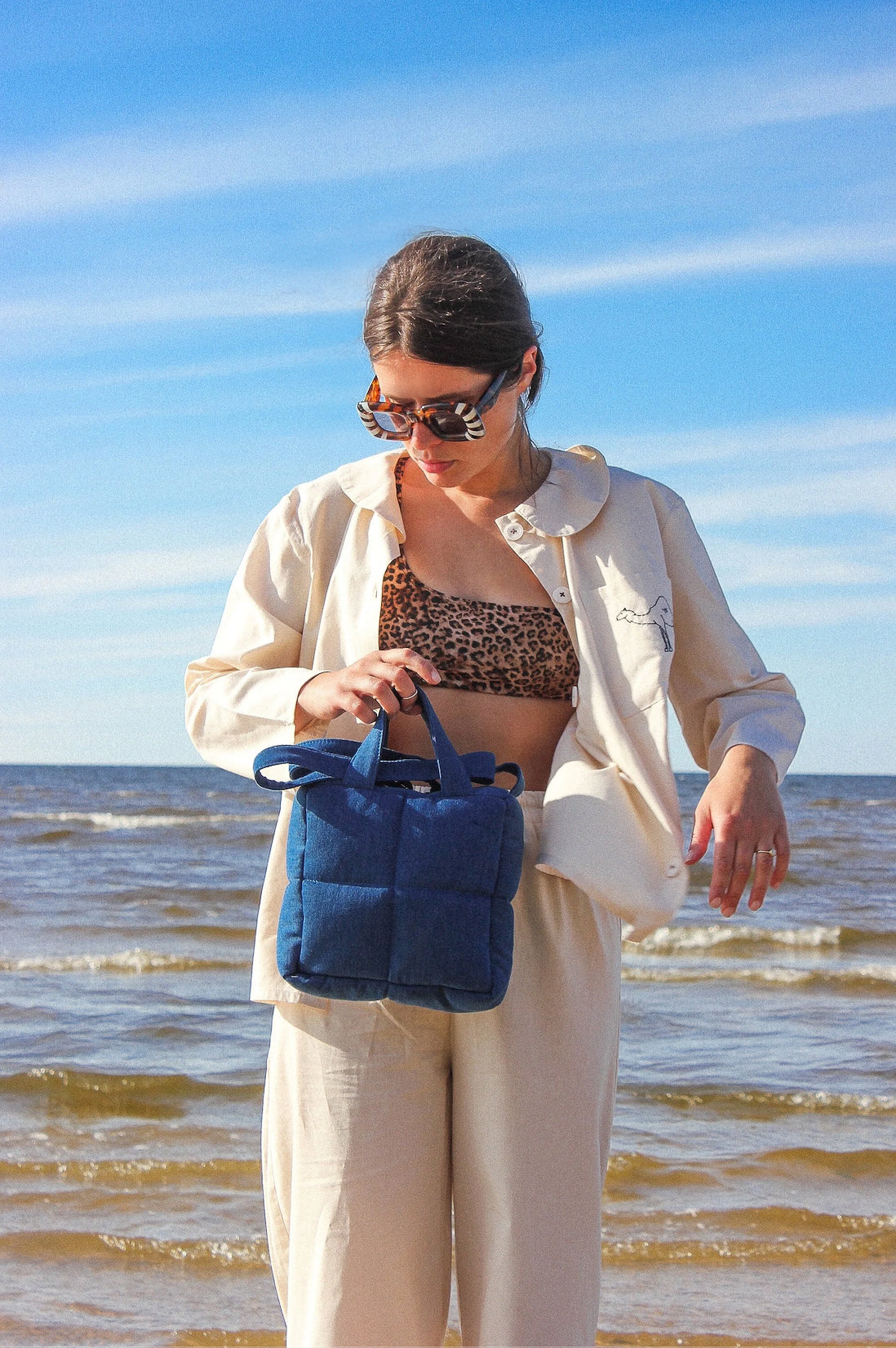 Mini Pillow Puffer Denim Essential bag